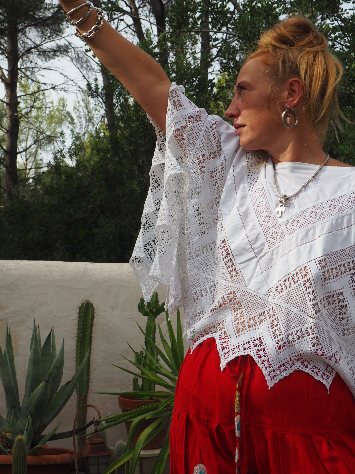 Vintage stunning vintage hand made lace cotton and crochet top up-cycled by Vagabond Ibiza