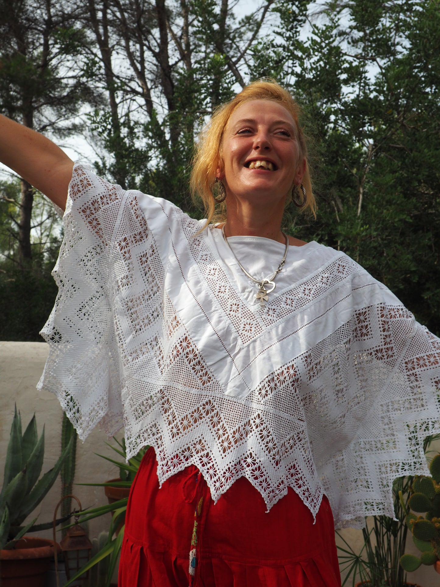 Vintage stunning vintage hand made lace cotton and crochet top up-cycled by Vagabond Ibiza