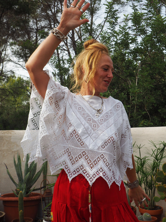 Amazing one off a kind white vintage crochet lace top up-cycled by Vag –  Vagabond Ibiza