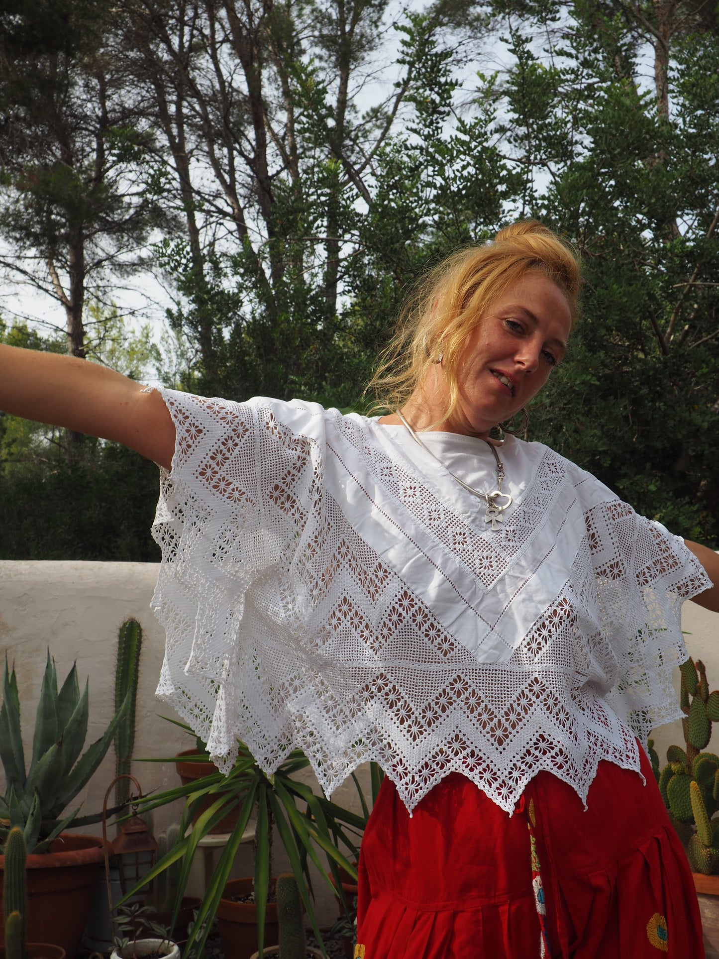 Vintage stunning vintage hand made lace cotton and crochet top up-cycled by Vagabond Ibiza