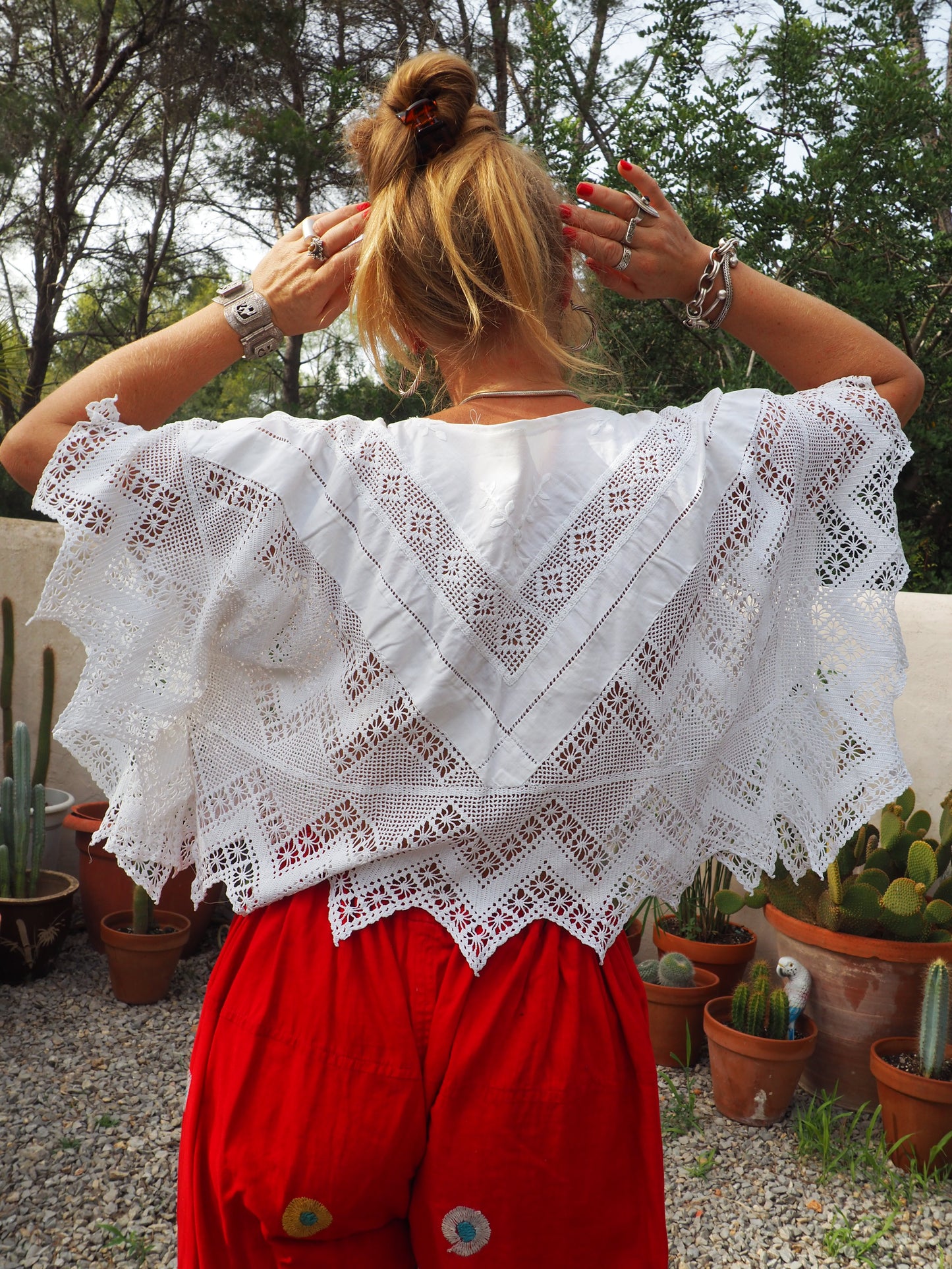 Vintage stunning vintage hand made lace cotton and crochet top up-cycled by Vagabond Ibiza