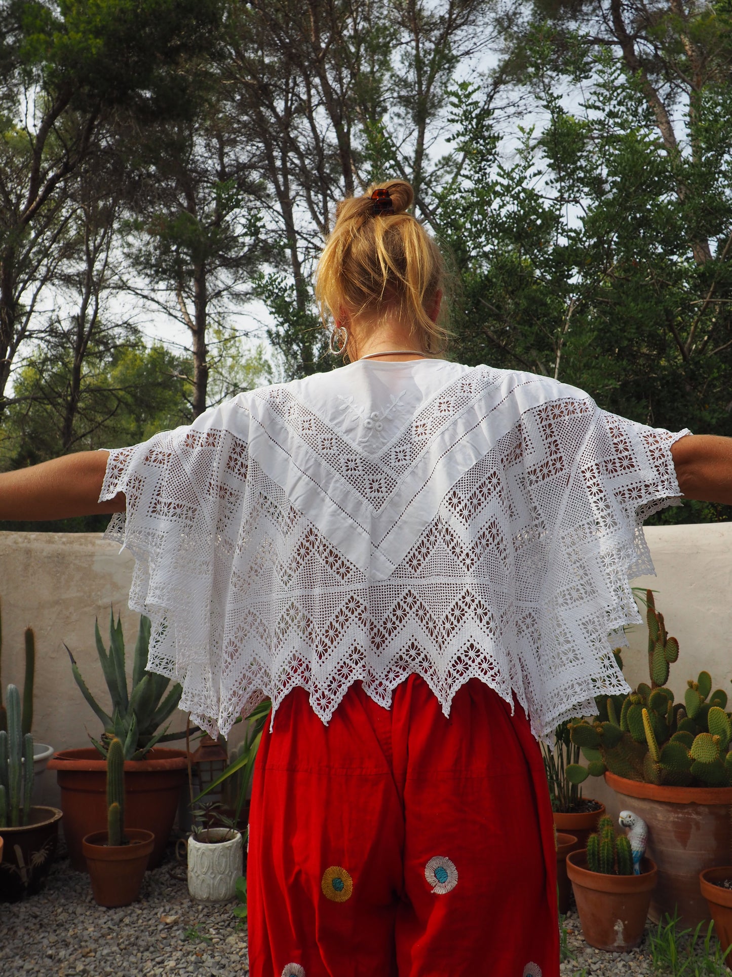 Vintage stunning vintage hand made lace cotton and crochet top up-cycled by Vagabond Ibiza