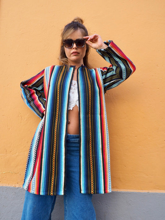 Vintage 1970’s Mexican woven textile jacket up-cycled by Vagabond Ibiza