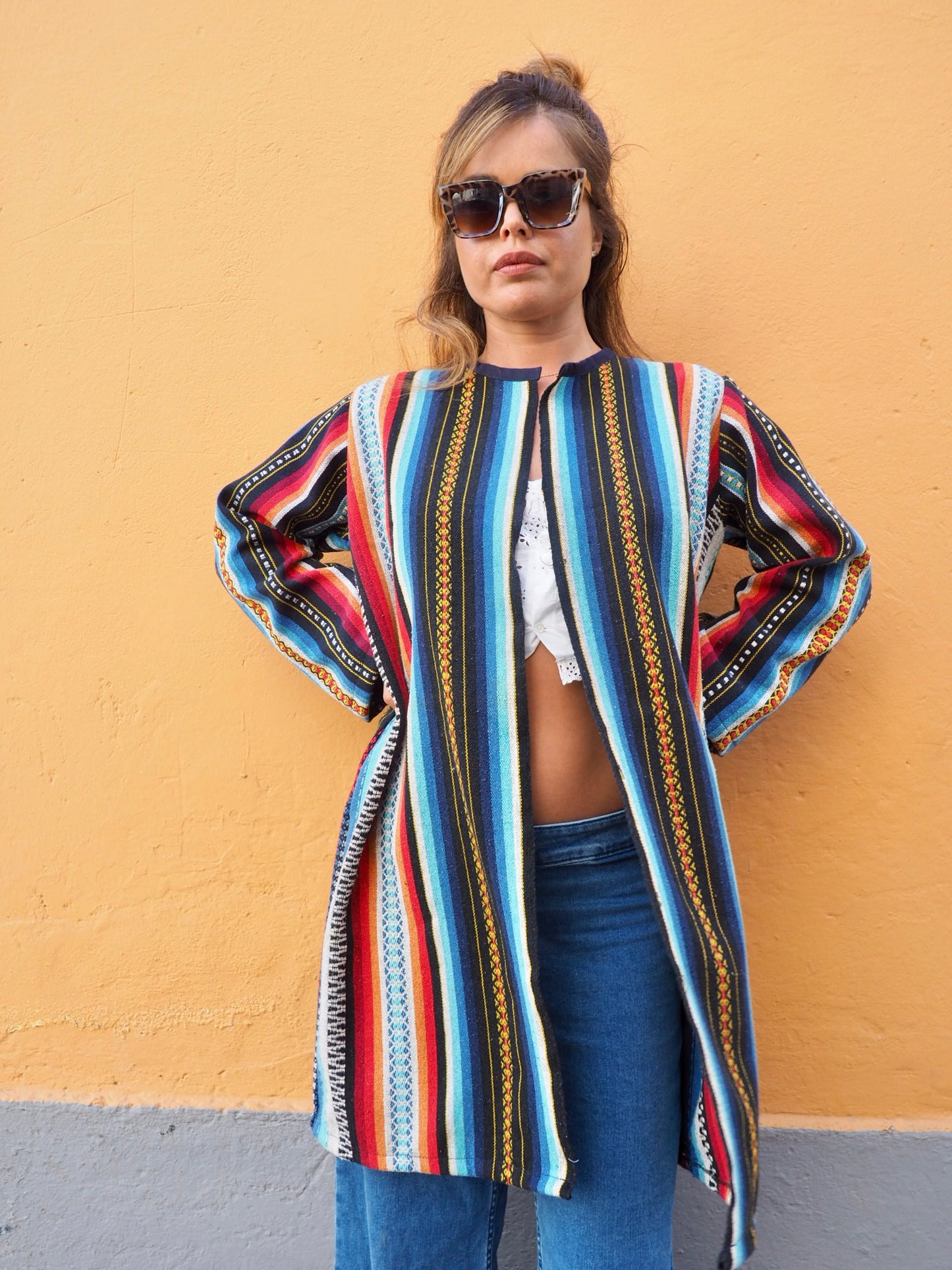 Vintage 1970’s Mexican woven textile jacket up-cycled by Vagabond Ibiza