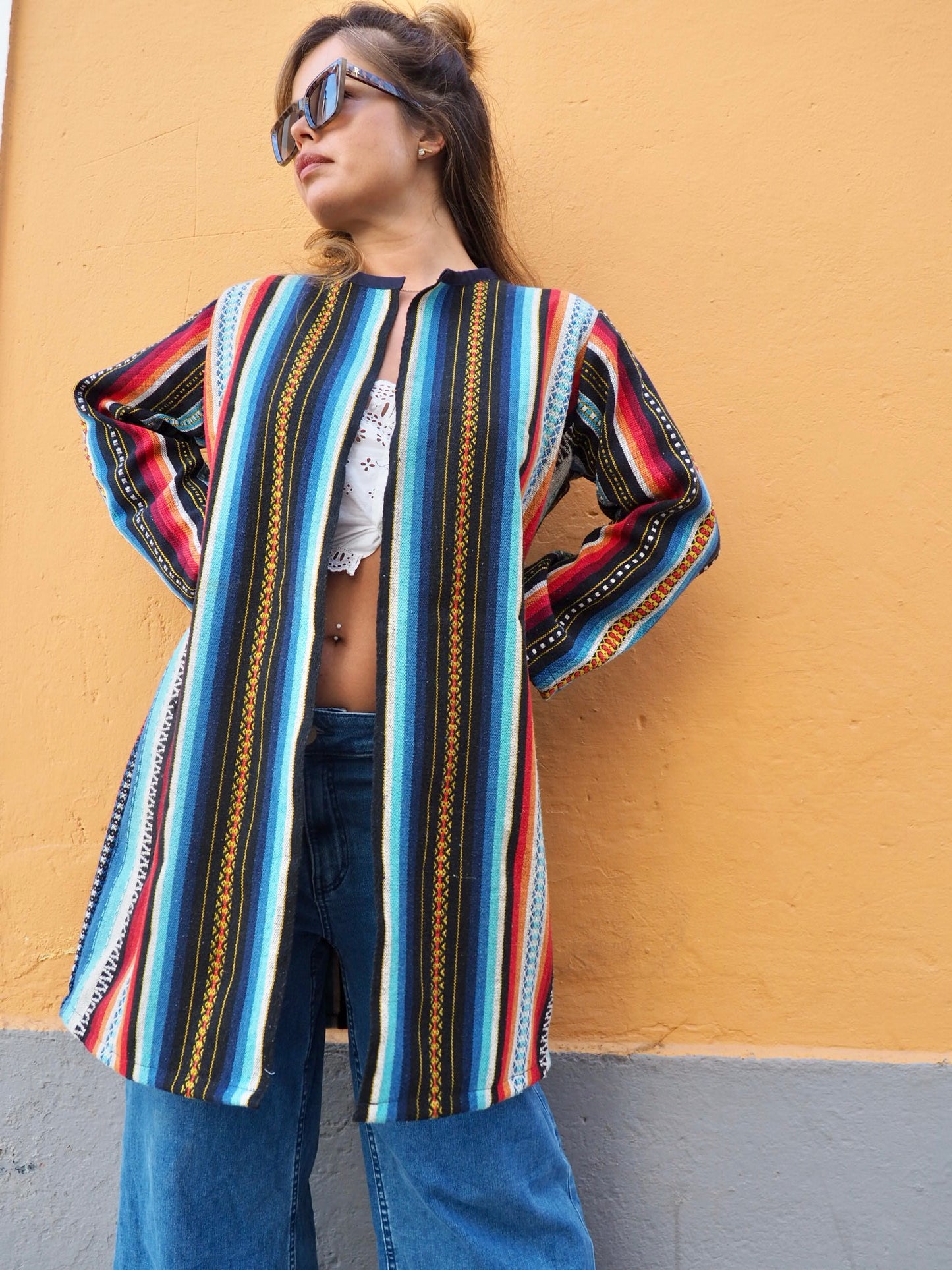 Vintage 1970’s Mexican woven textile jacket up-cycled by Vagabond Ibiza