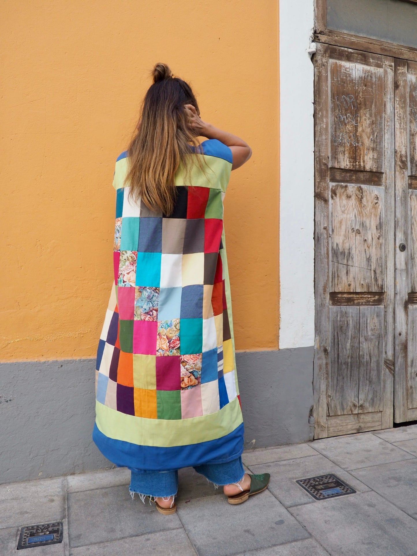 Handmade patchwork cotton waistcoat jacket made in Ibiza by Vagabond Ibiza