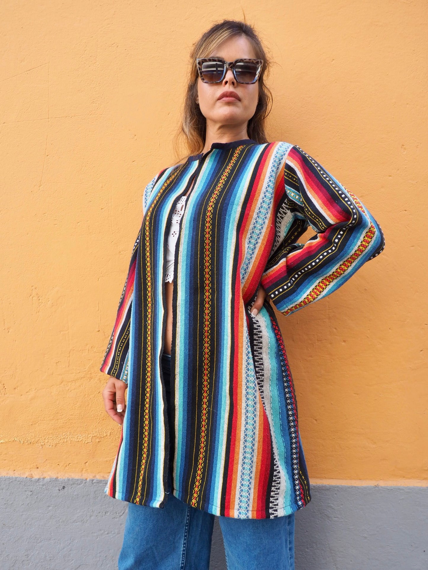 Vintage 1970’s Mexican woven textile jacket up-cycled by Vagabond Ibiza