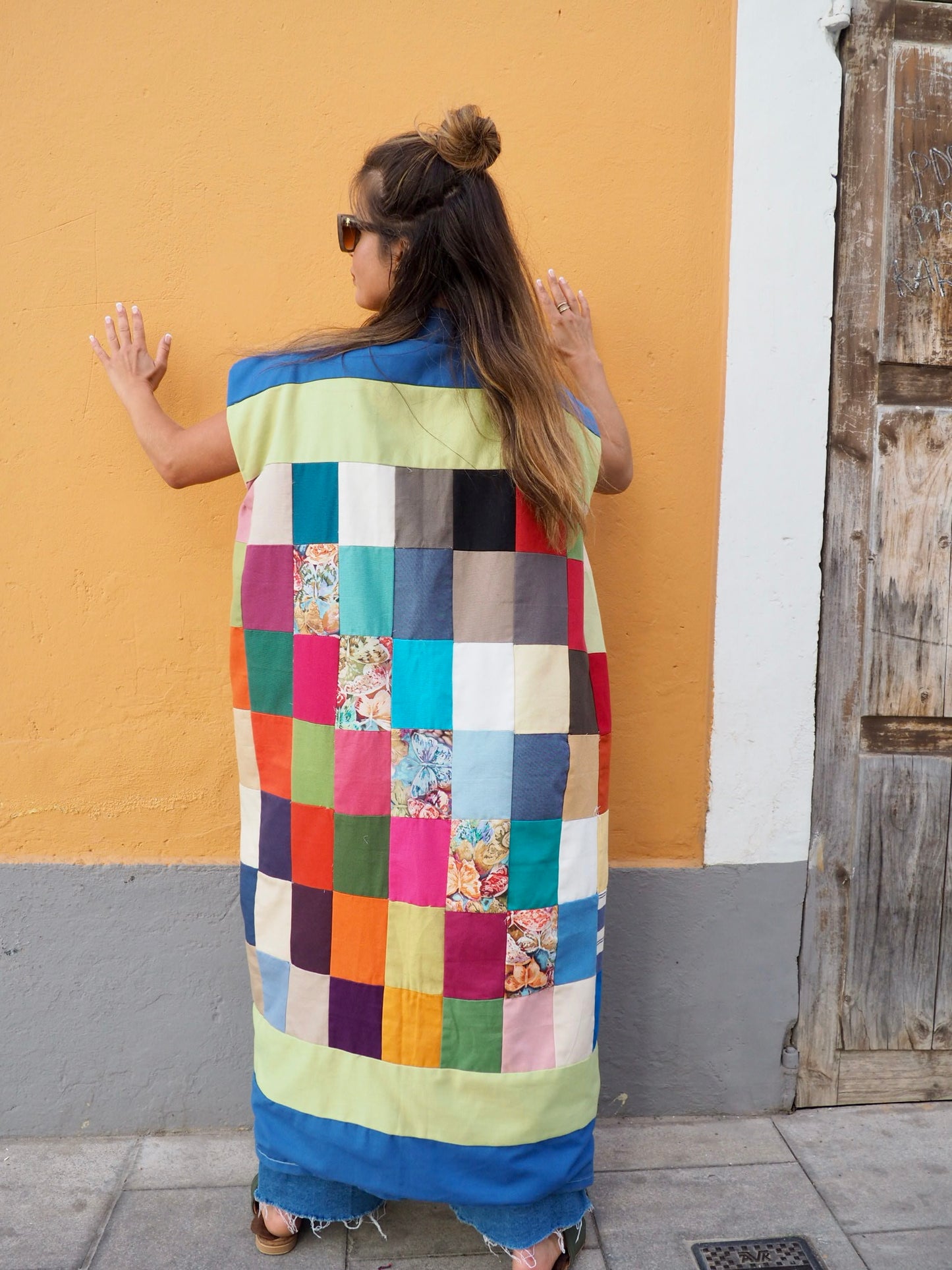 Handmade patchwork cotton waistcoat jacket made in Ibiza by Vagabond Ibiza