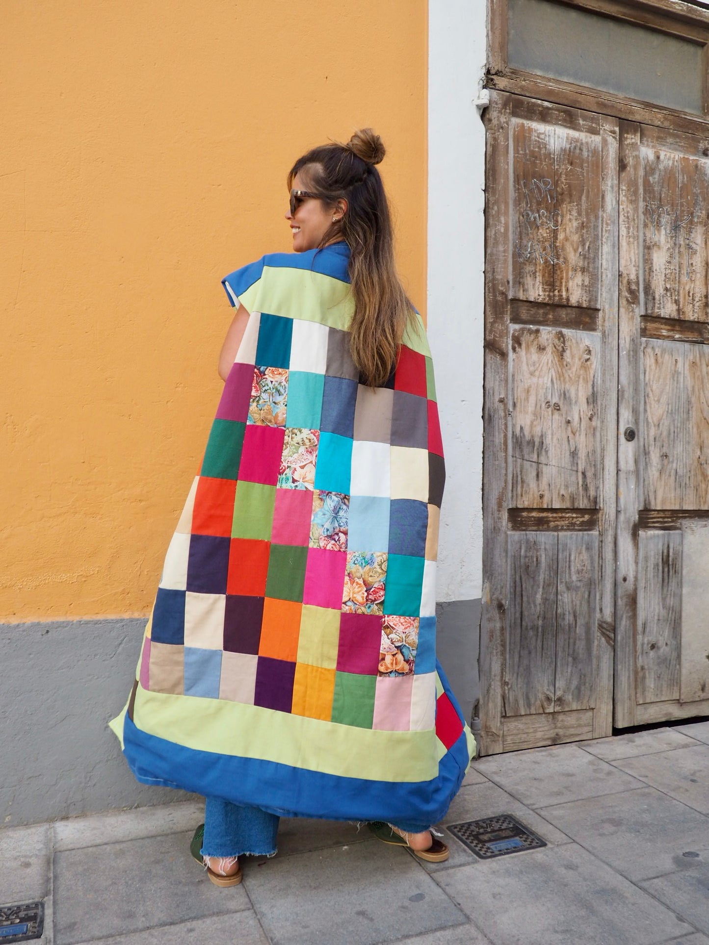 Handmade patchwork cotton waistcoat jacket made in Ibiza by Vagabond Ibiza