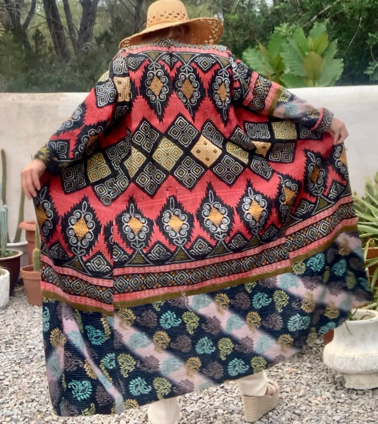 Beautiful handmade Indian Kantha long jacket up-cycled by Vagabond Ibiza