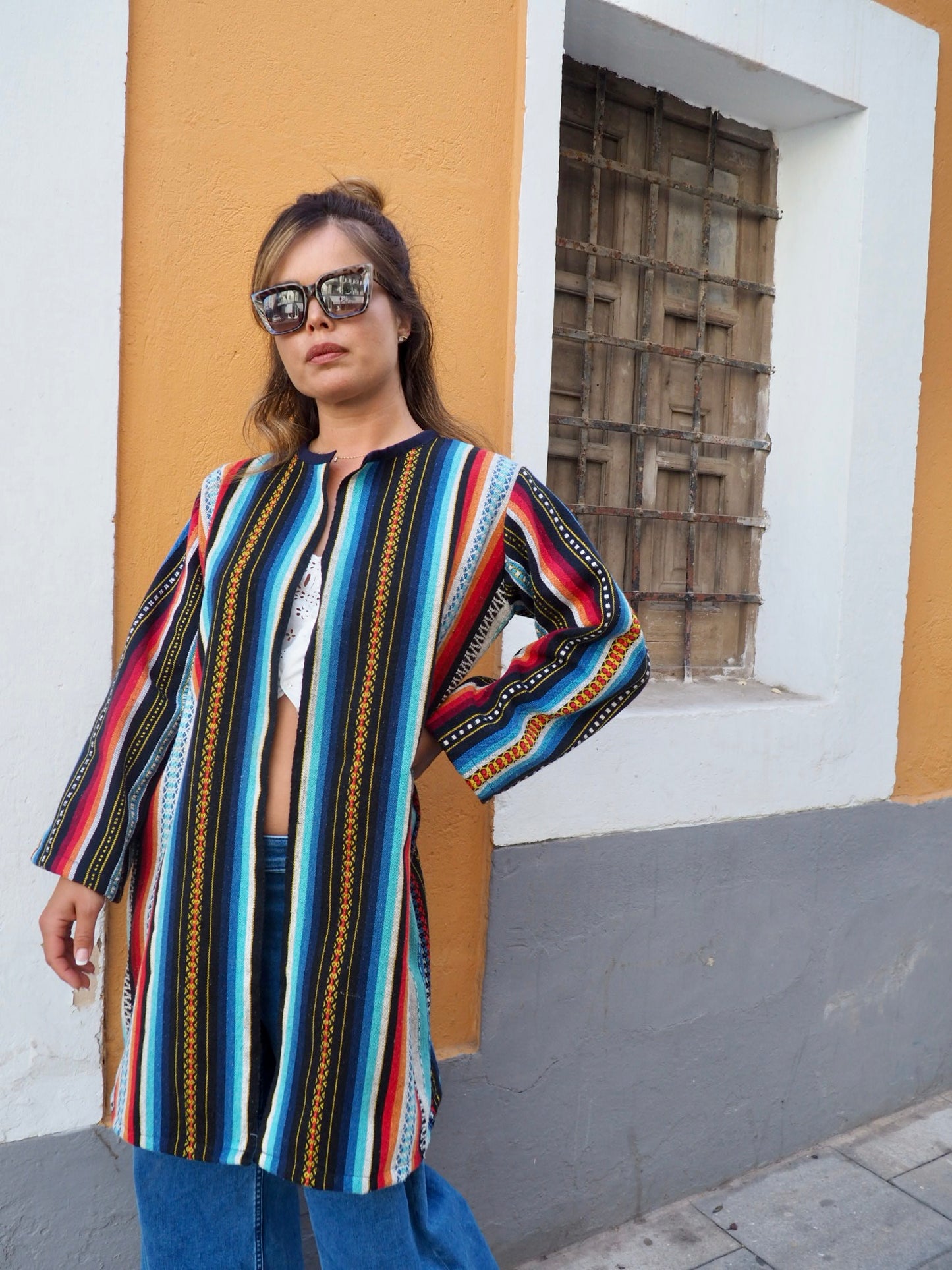 Vintage 1970’s Mexican woven textile jacket up-cycled by Vagabond Ibiza