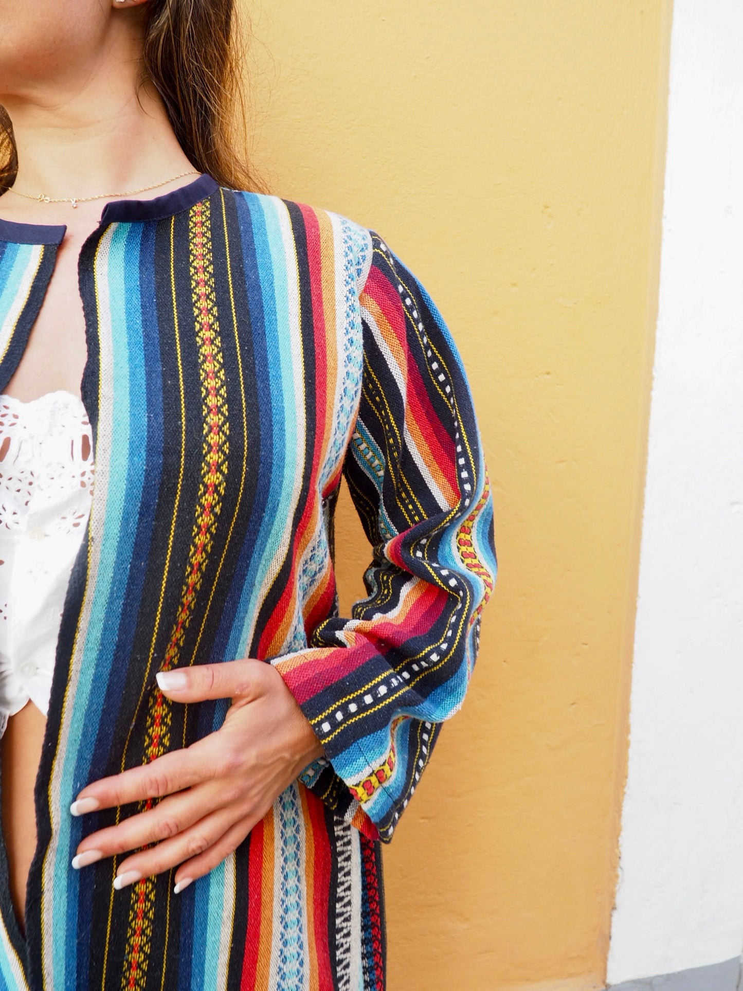 Vintage 1970’s Mexican woven textile jacket up-cycled by Vagabond Ibiza