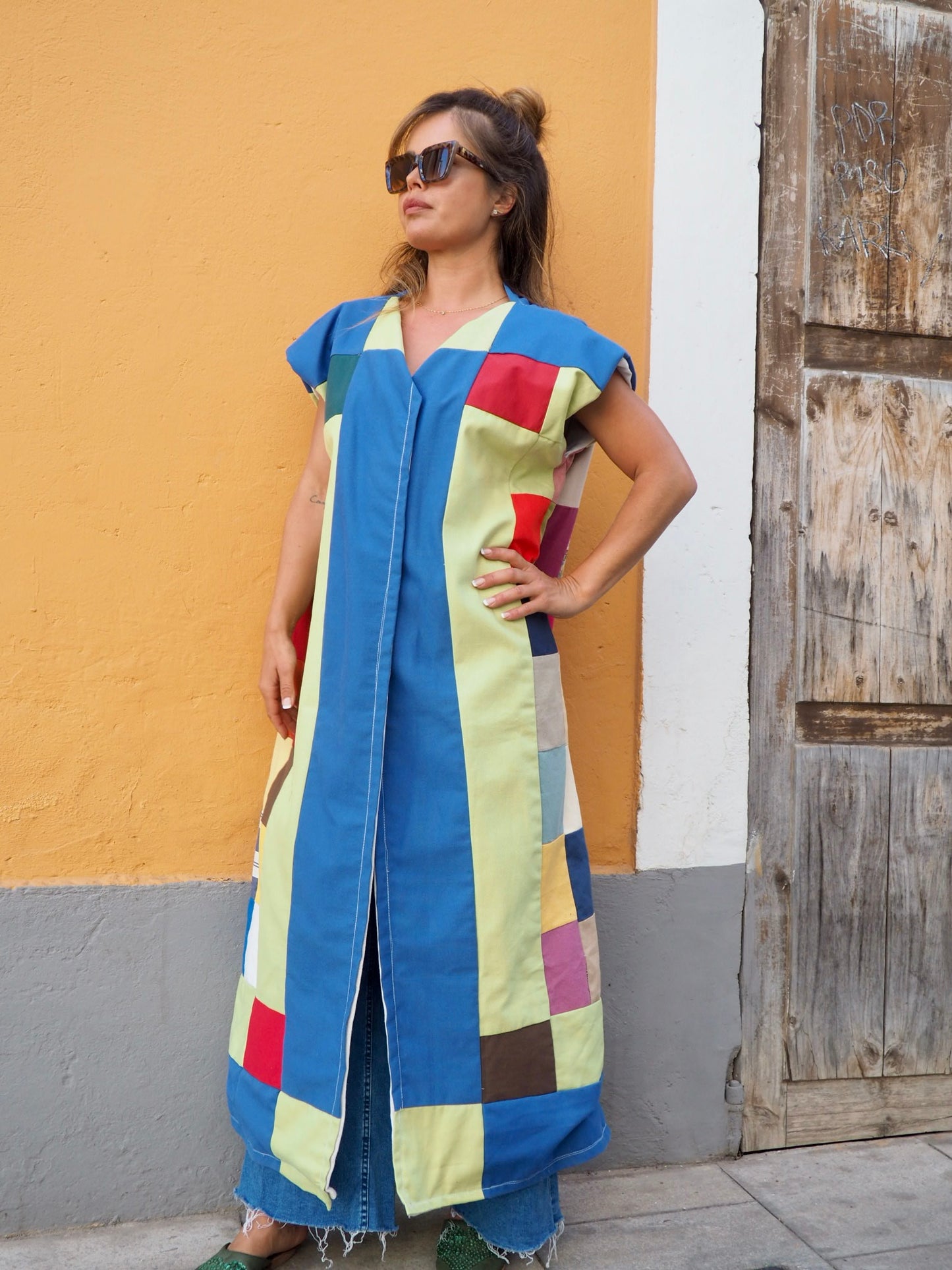 Handmade patchwork cotton waistcoat jacket made in Ibiza by Vagabond Ibiza