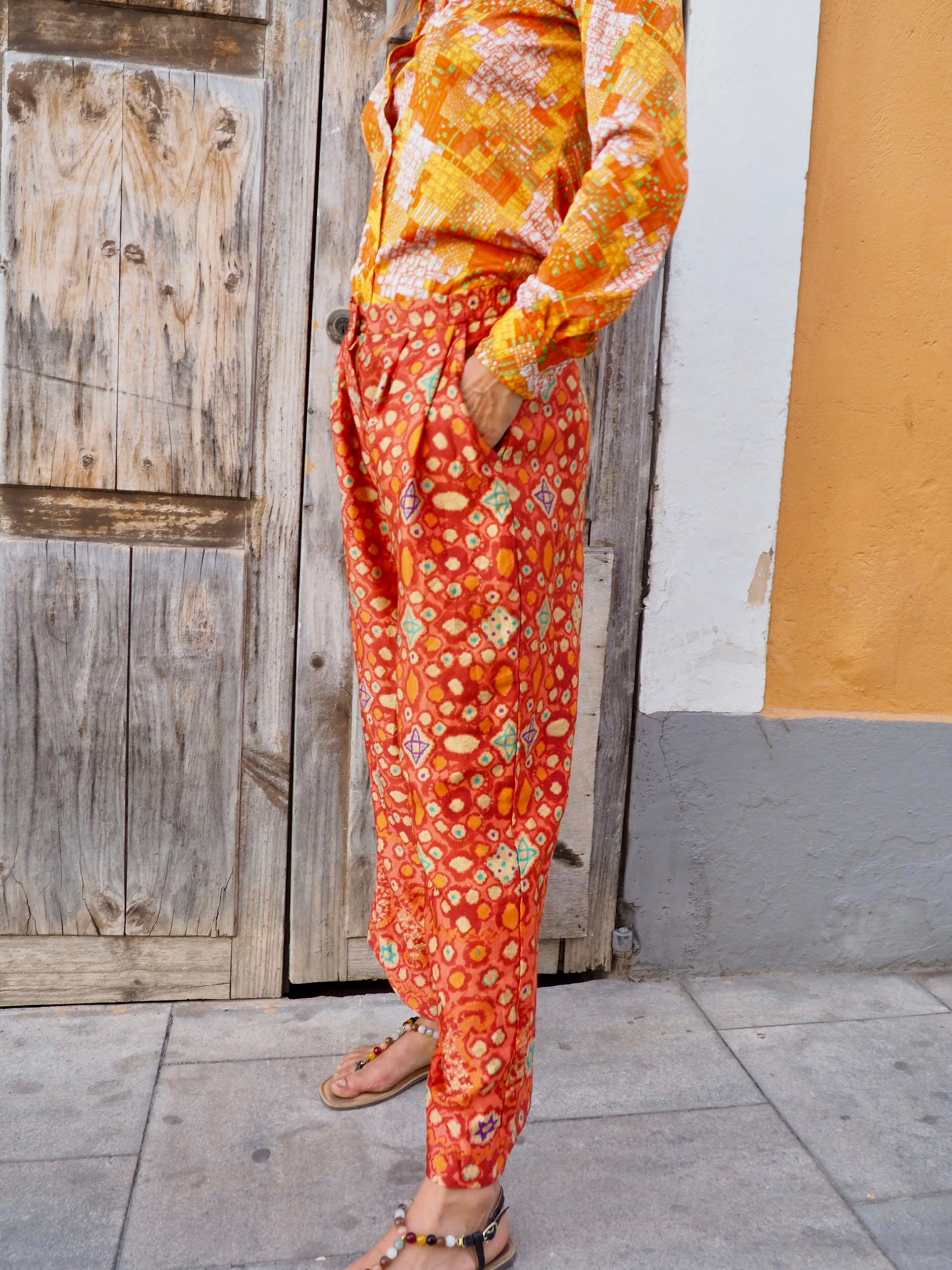 Vintage 1970’s Indonesian orange printed pants