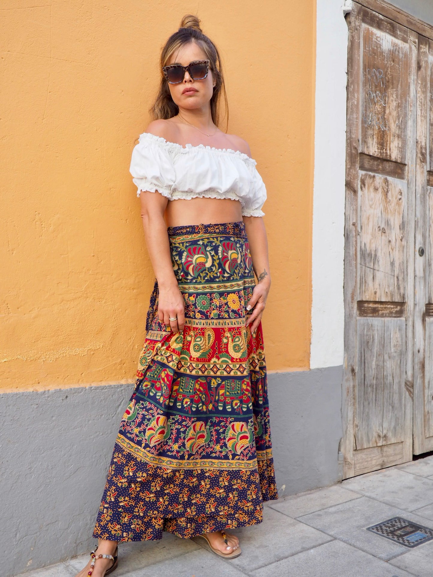 Vintage Indian 1970’s cotton block printed wrap skirt