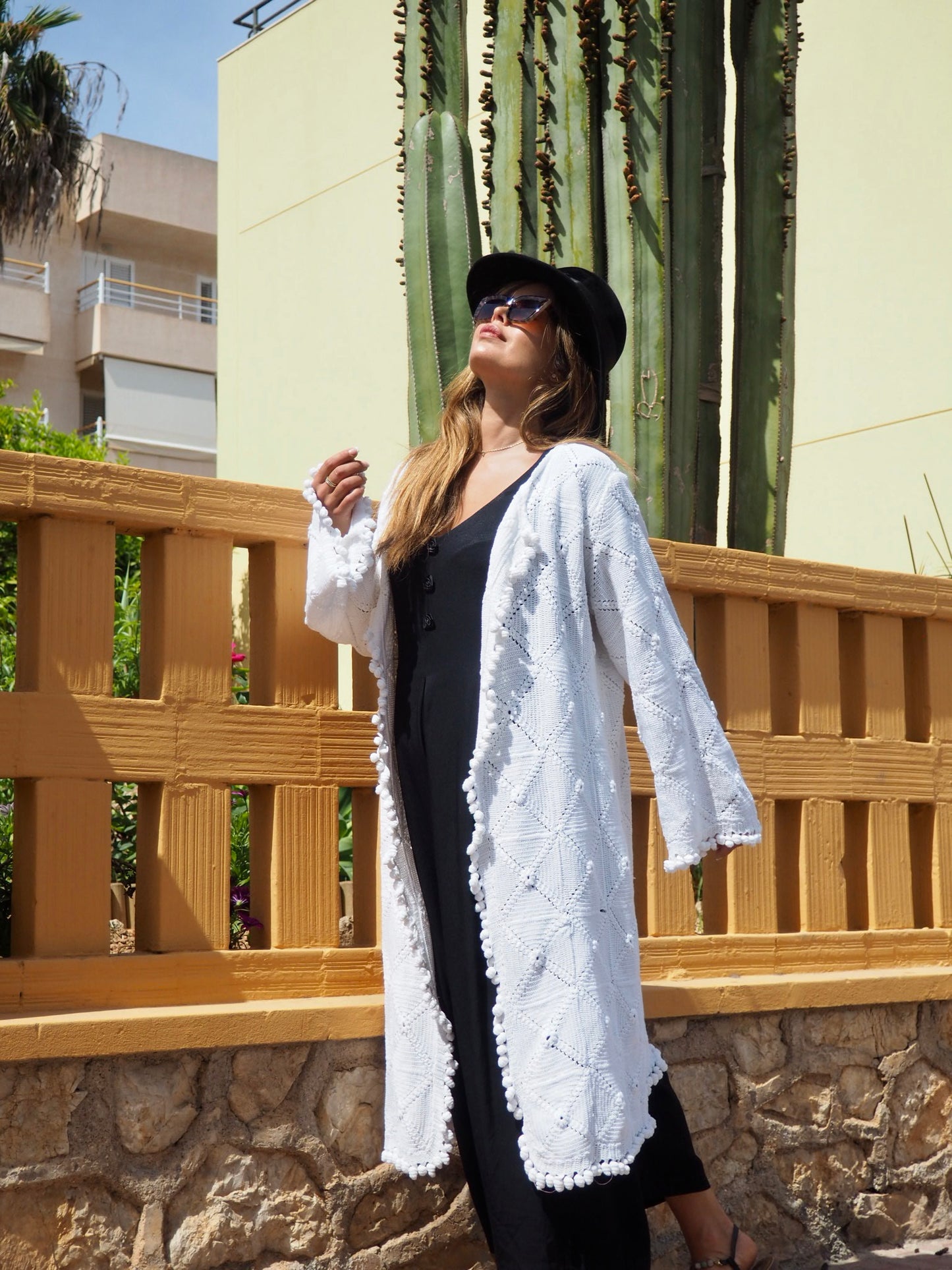 White vintage crochet jacket up-cycled by Vagabond ibiza