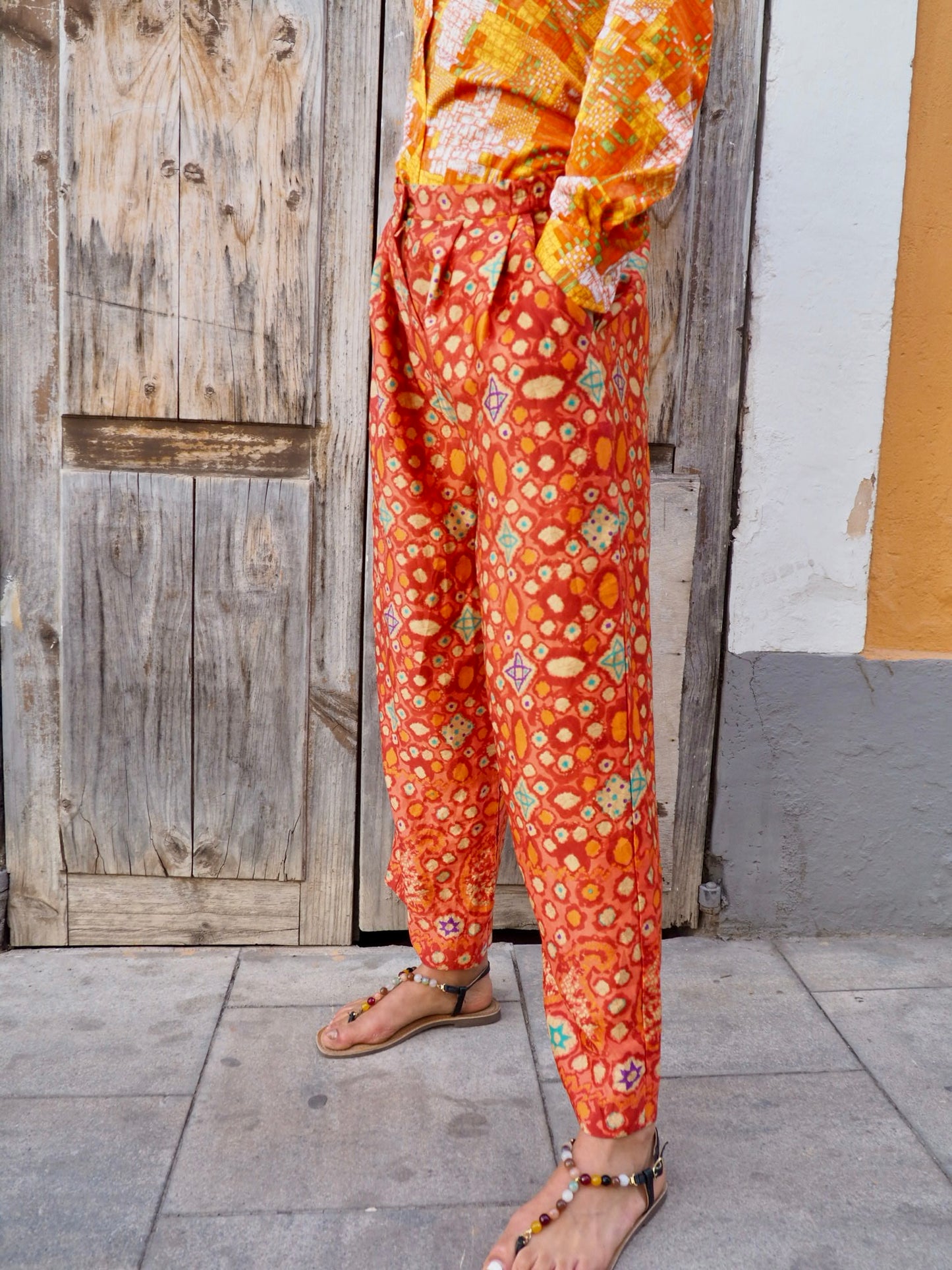 Vintage 1970’s Indonesian orange printed pants