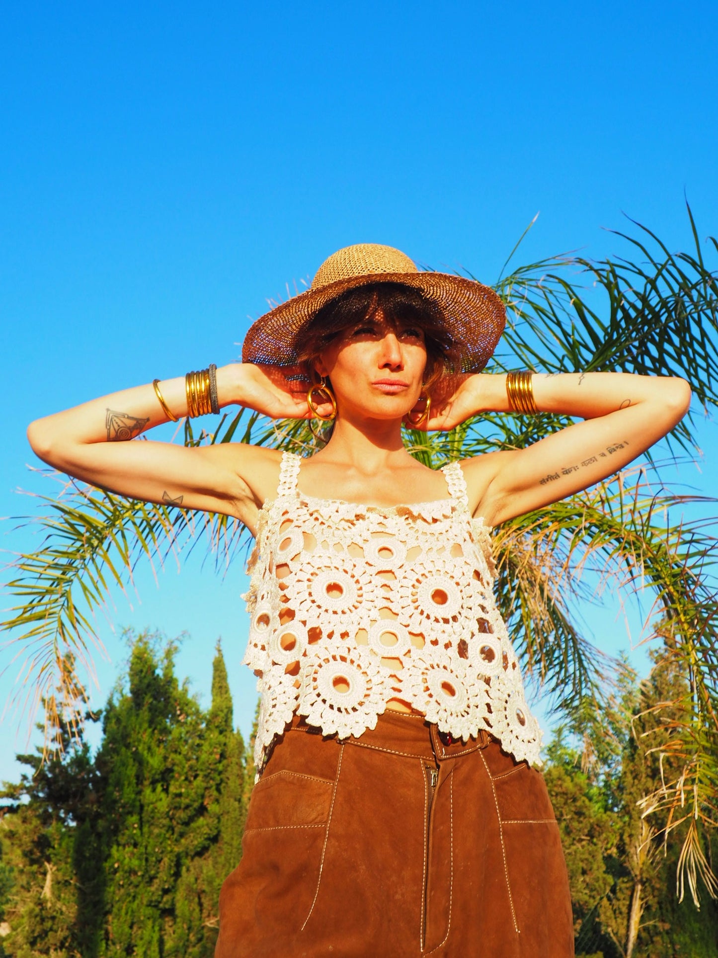 Antique Lace up-cycled crop top by Vagabond Ibiza