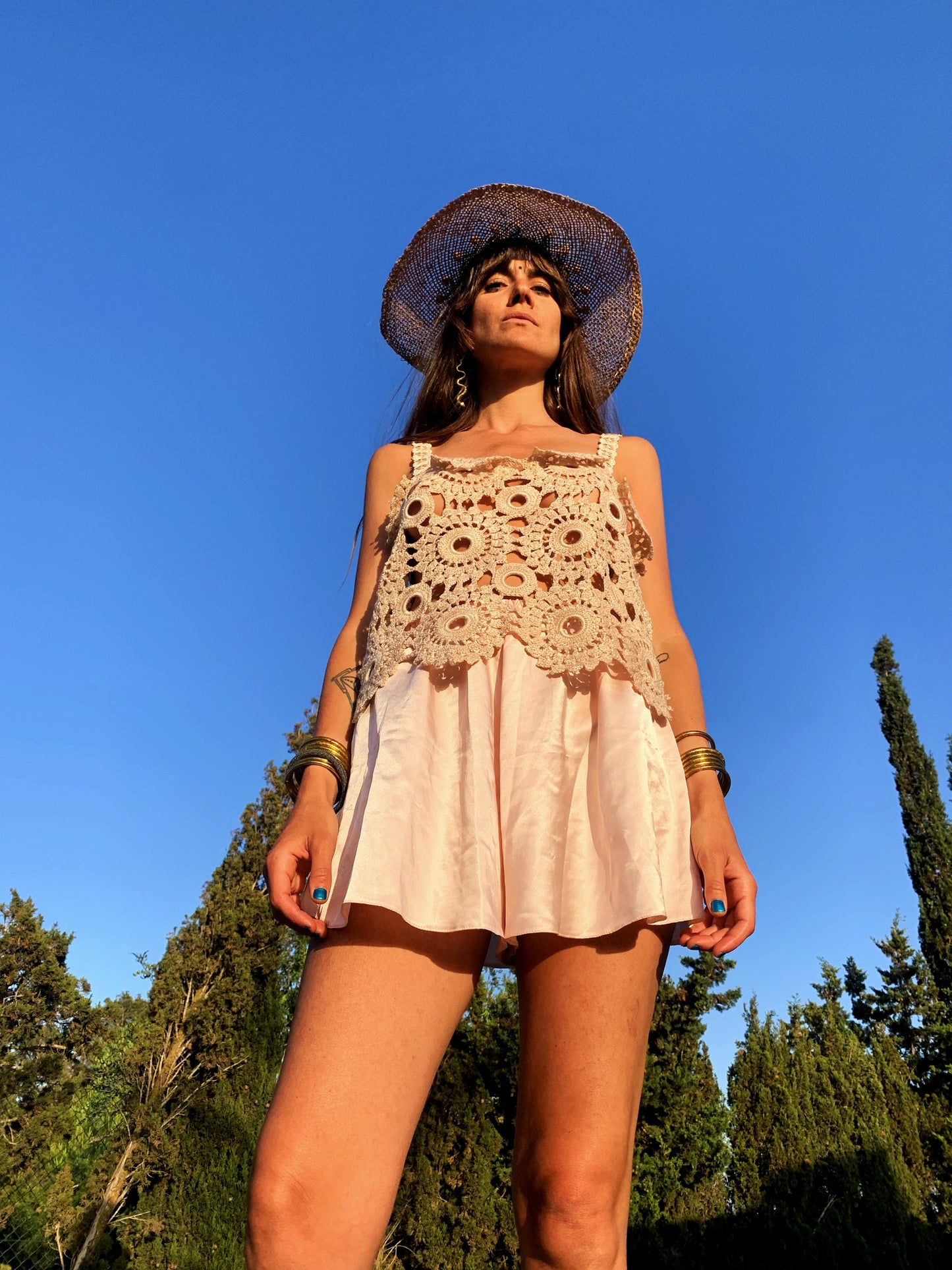 Antique Lace up-cycled crop top by Vagabond Ibiza