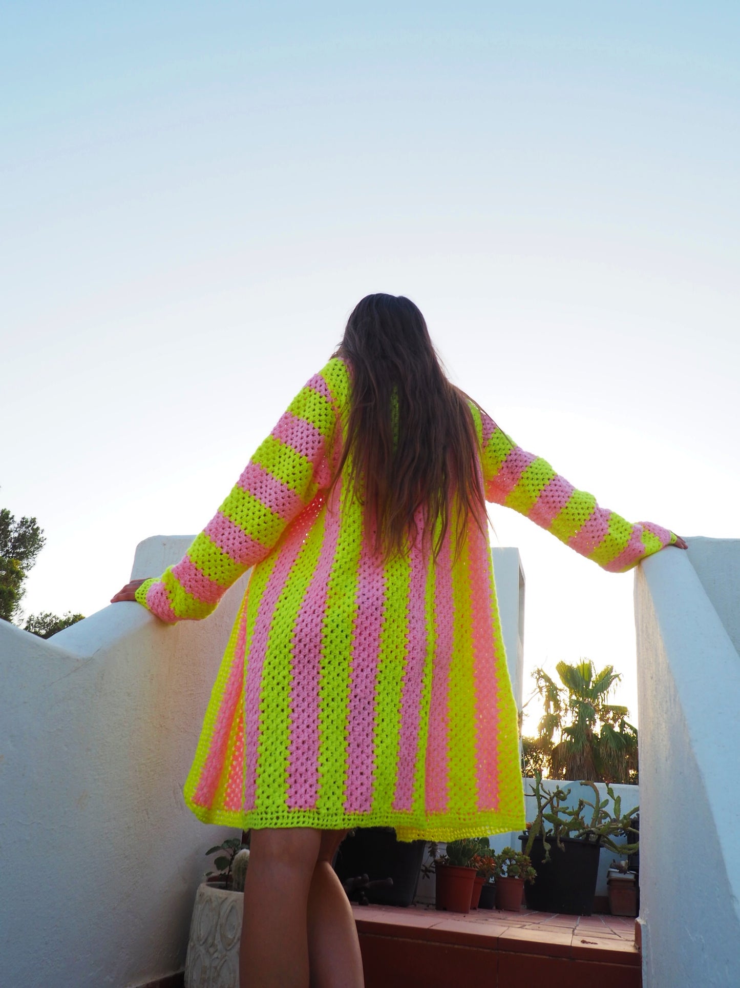 Candy Striped vintage wool crochet jacket up-cycled by Vagabond Ibiza
