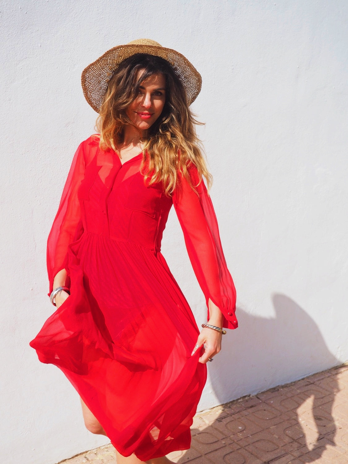 INCREDIBLY SEXY 1970’s RED HOT FRENCH SILK SHEER DRESS