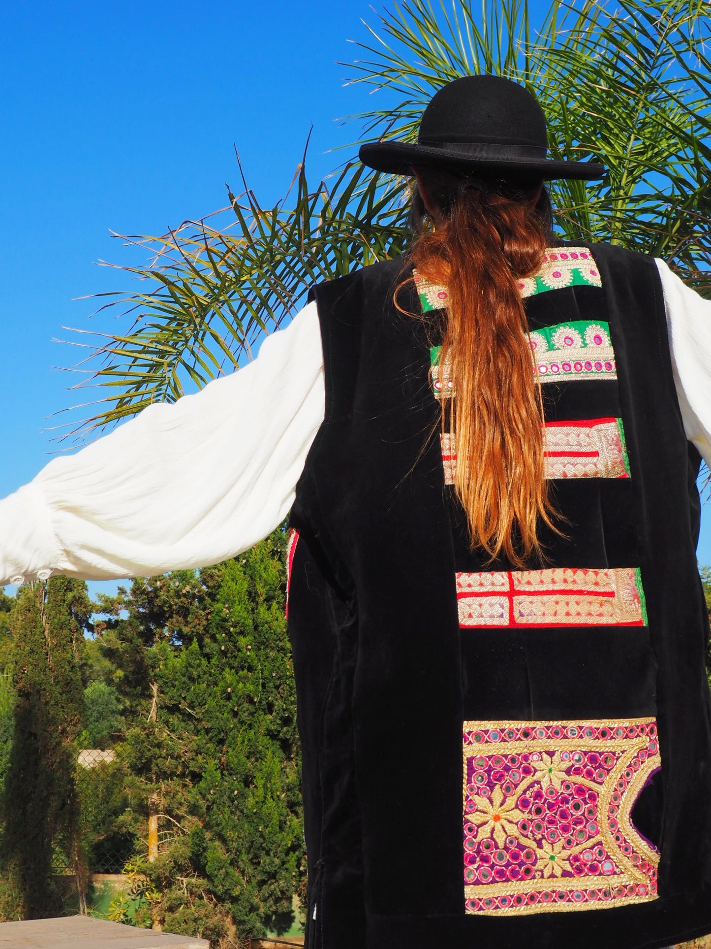 ONE OF A KIND VELVET WAISTCOAT HANDMADE FROM INDIAN AND AFGHAN MIRROR WORK