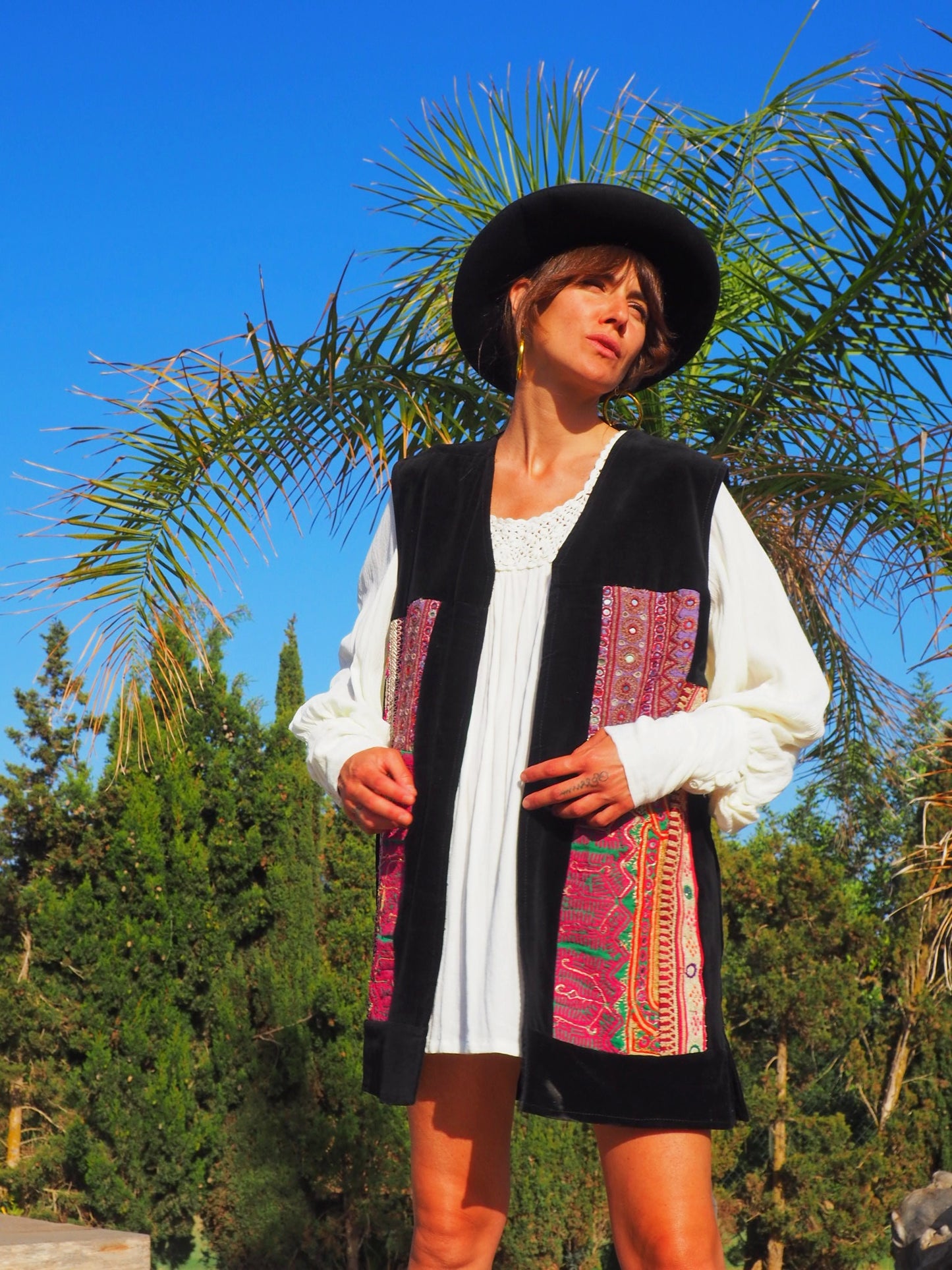 ONE OF A KIND VELVET WAISTCOAT HANDMADE FROM INDIAN AND AFGHAN MIRROR WORK