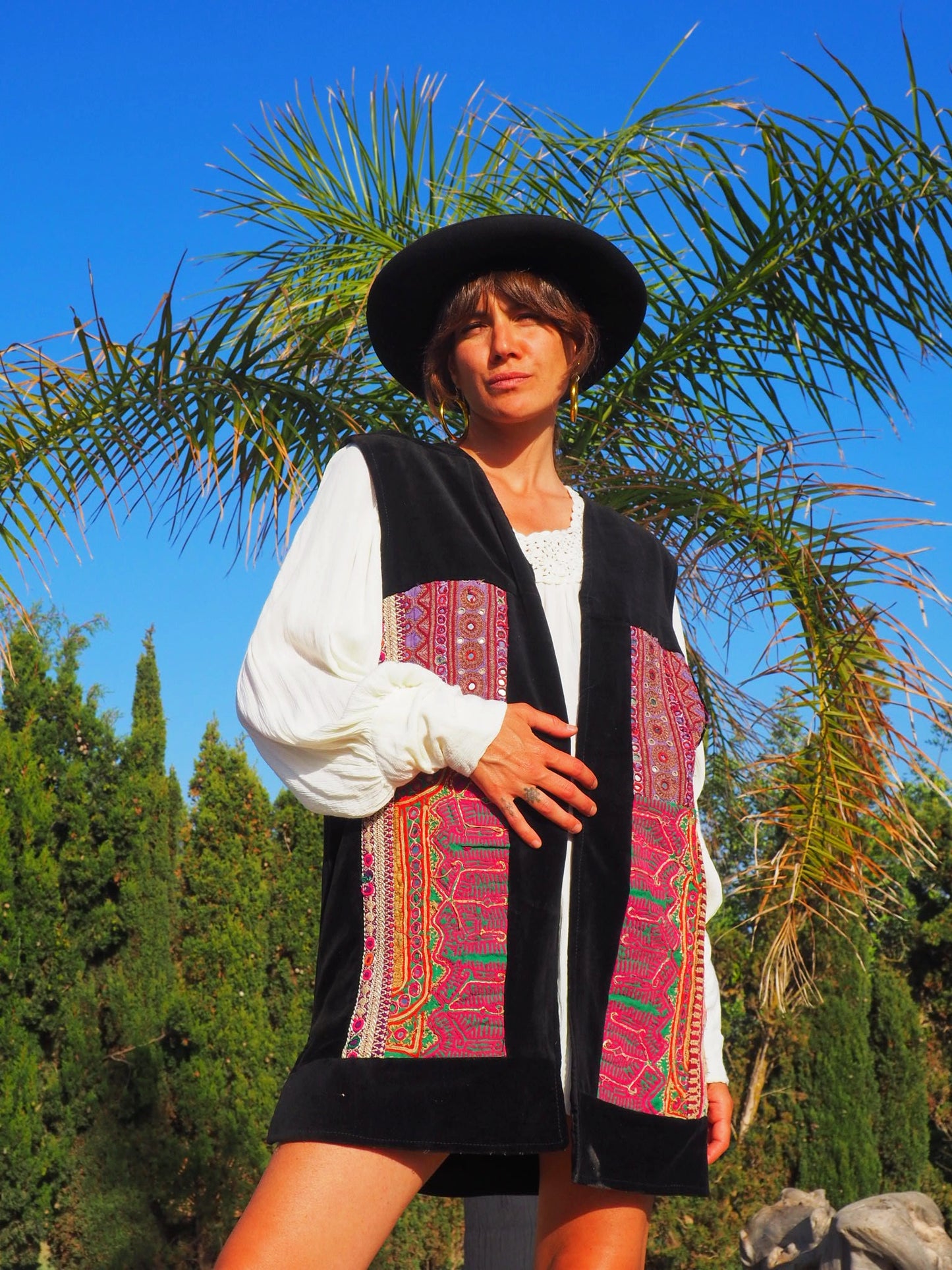 ONE OF A KIND VELVET WAISTCOAT HANDMADE FROM INDIAN AND AFGHAN MIRROR WORK