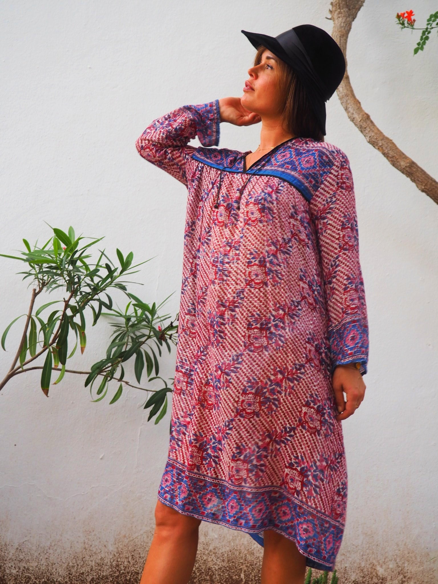 White Mughal 'Marvel' Hand Block Printed Cotton Dress – The Ethnic Label