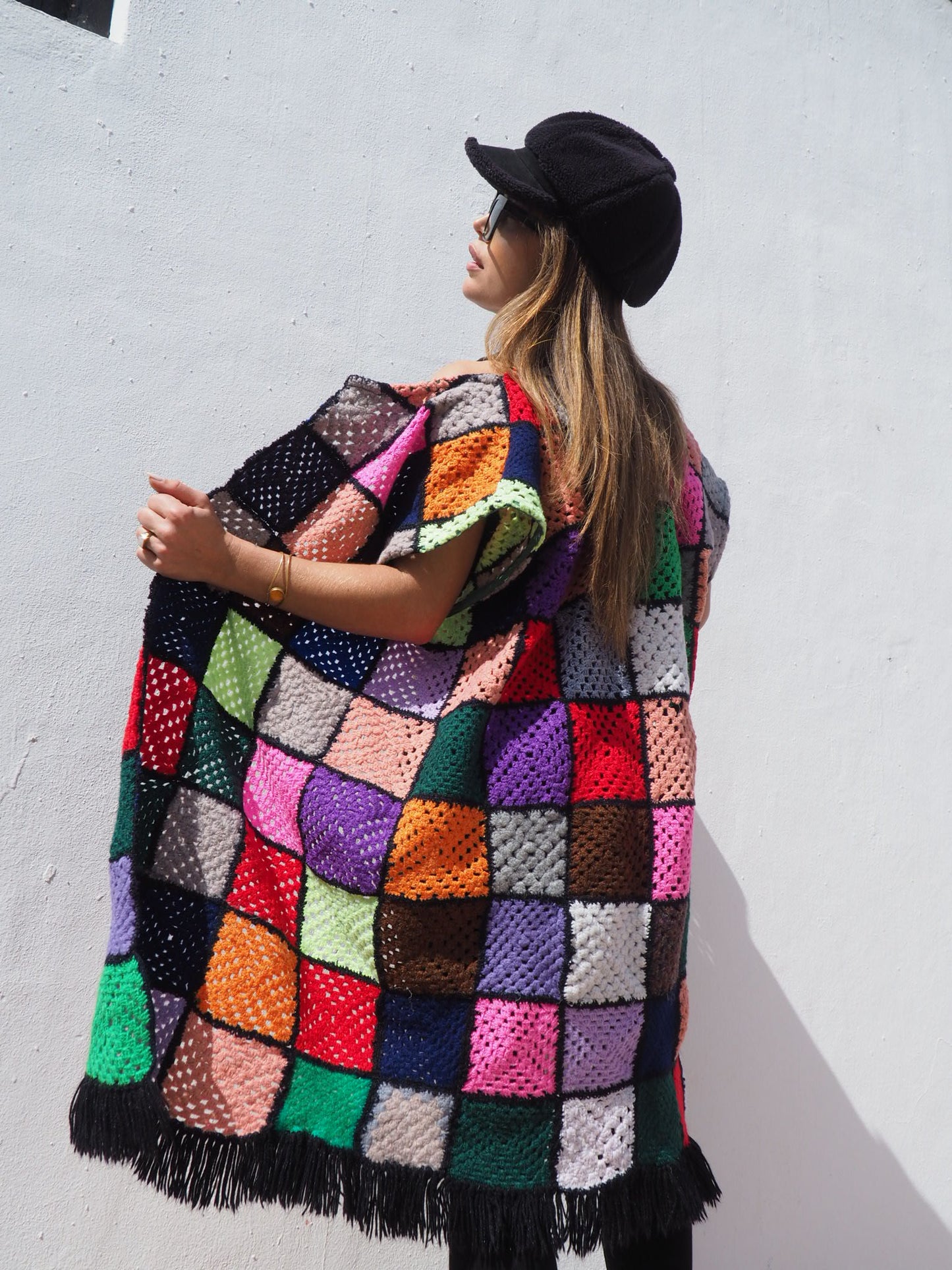 Colourful Vintage crochet waistcoat jacket up-cycled fashion by Vagabond Ibiza