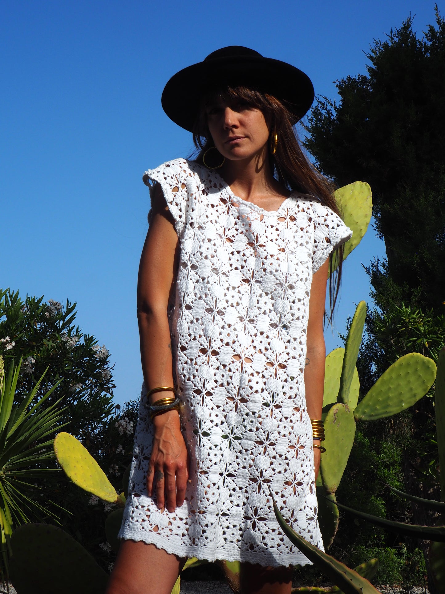 Super cute lace dress or beach cover up made from high quality antique lace crochet up-cycled by Vagabond Ibiza