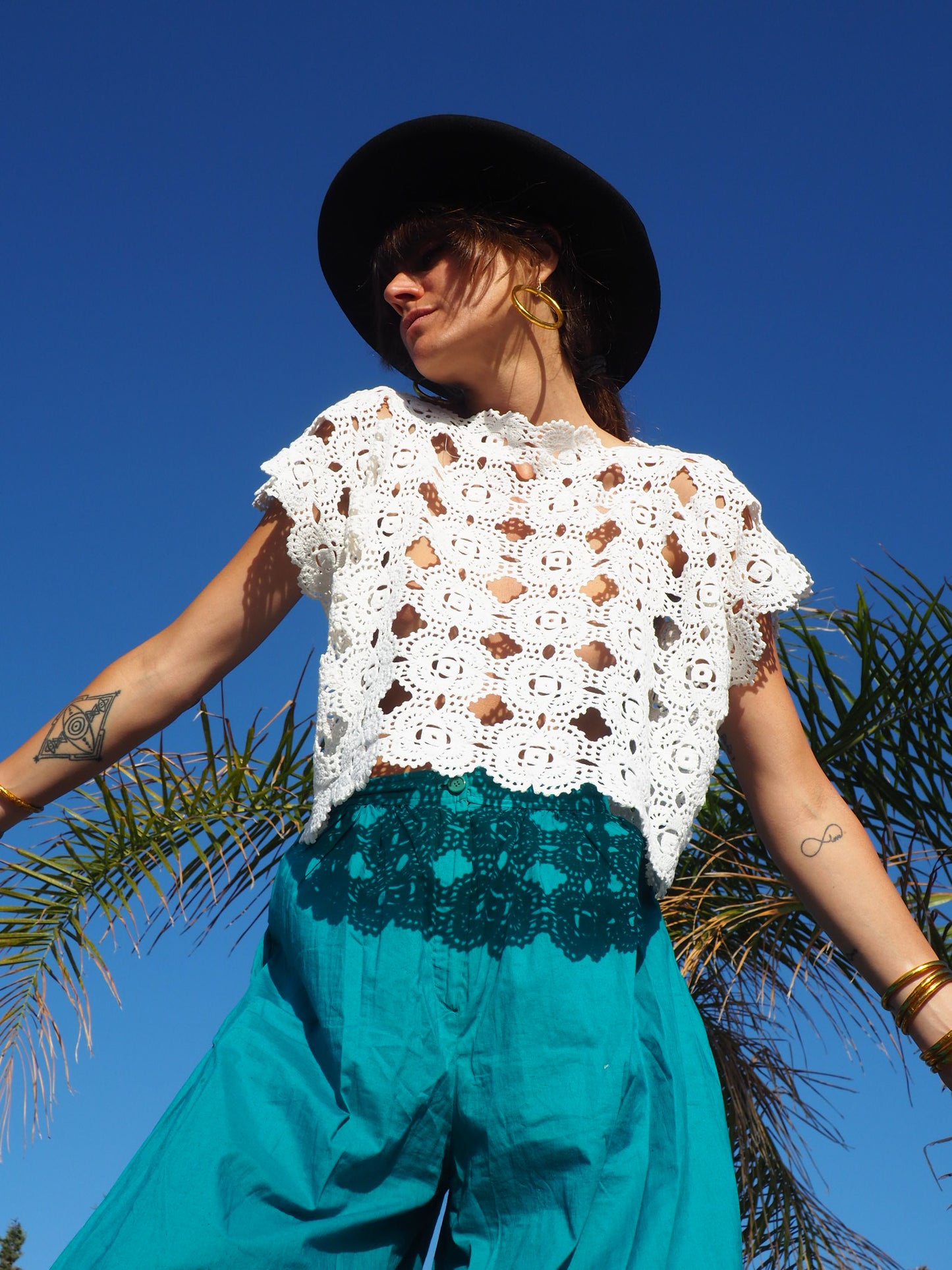 Antique vintage lace crochet up-cycled top by Vagabond Ibiza