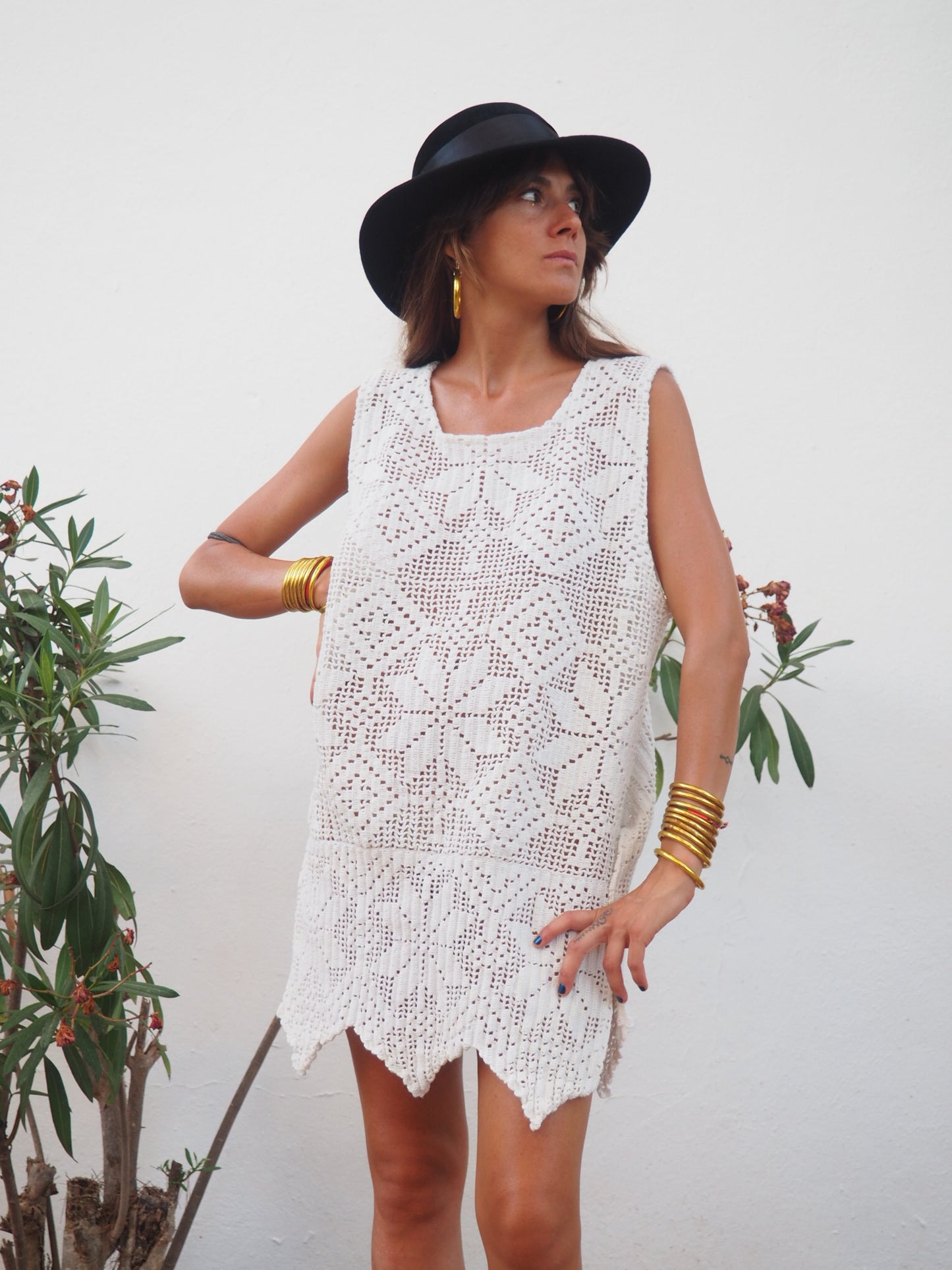 Amazing one off a kind white vintage crochet dress up-cycled by Vagabond Ibiza