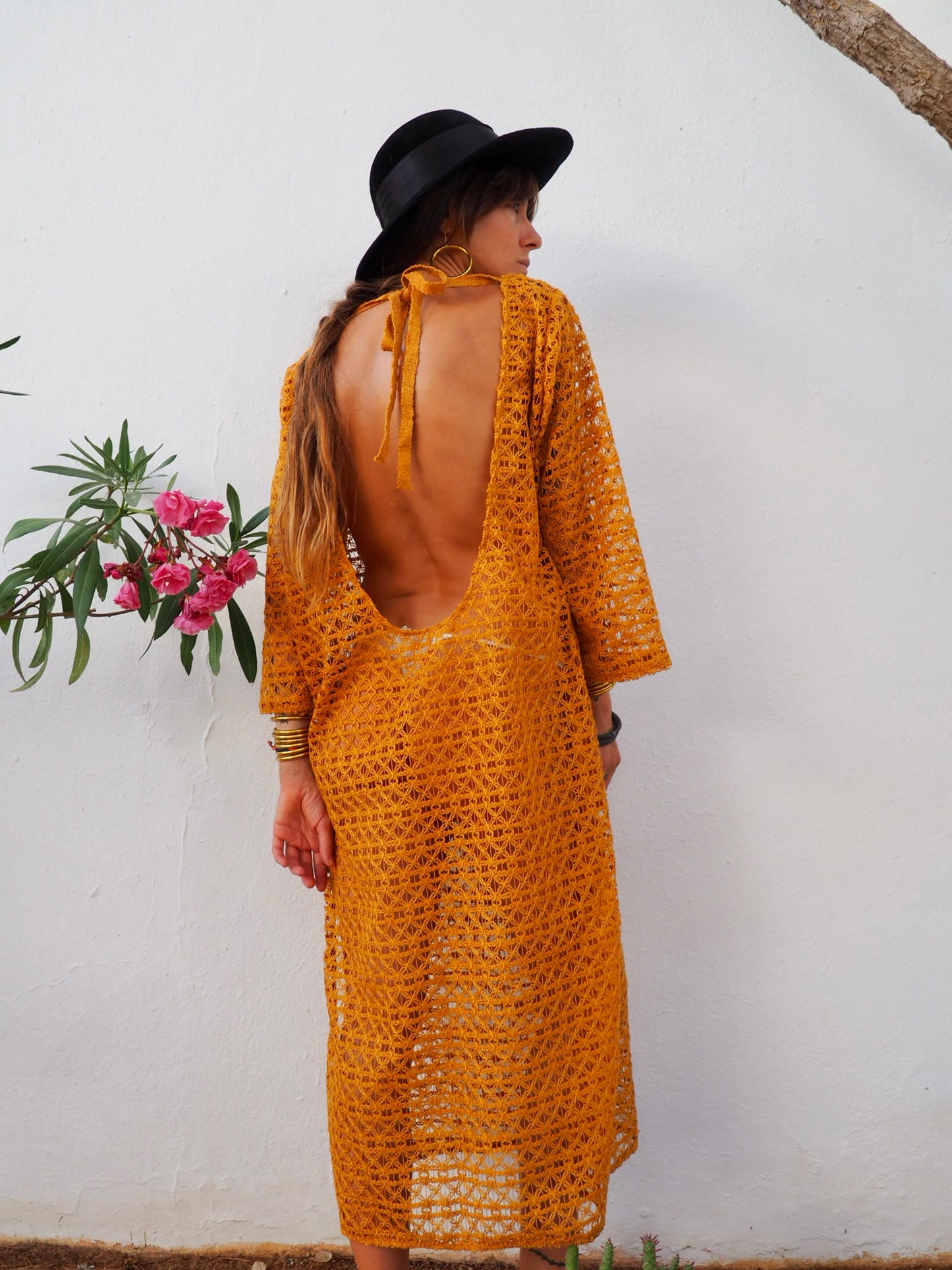 Vintage textiles dress up-cycled by Vagabond Ibiza