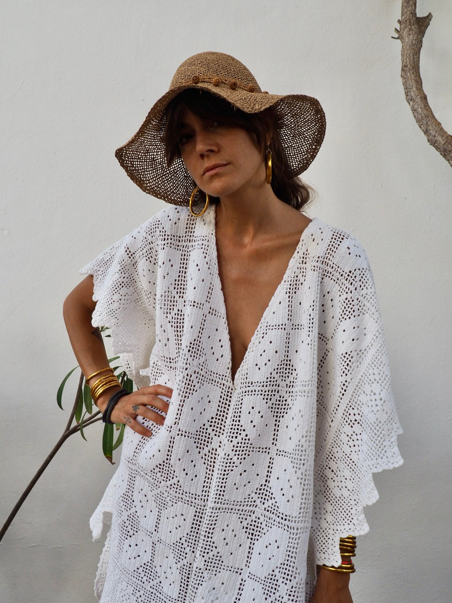 Amazing one off a kind white vintage crochet dress up-cycled by Vagabond Ibiza