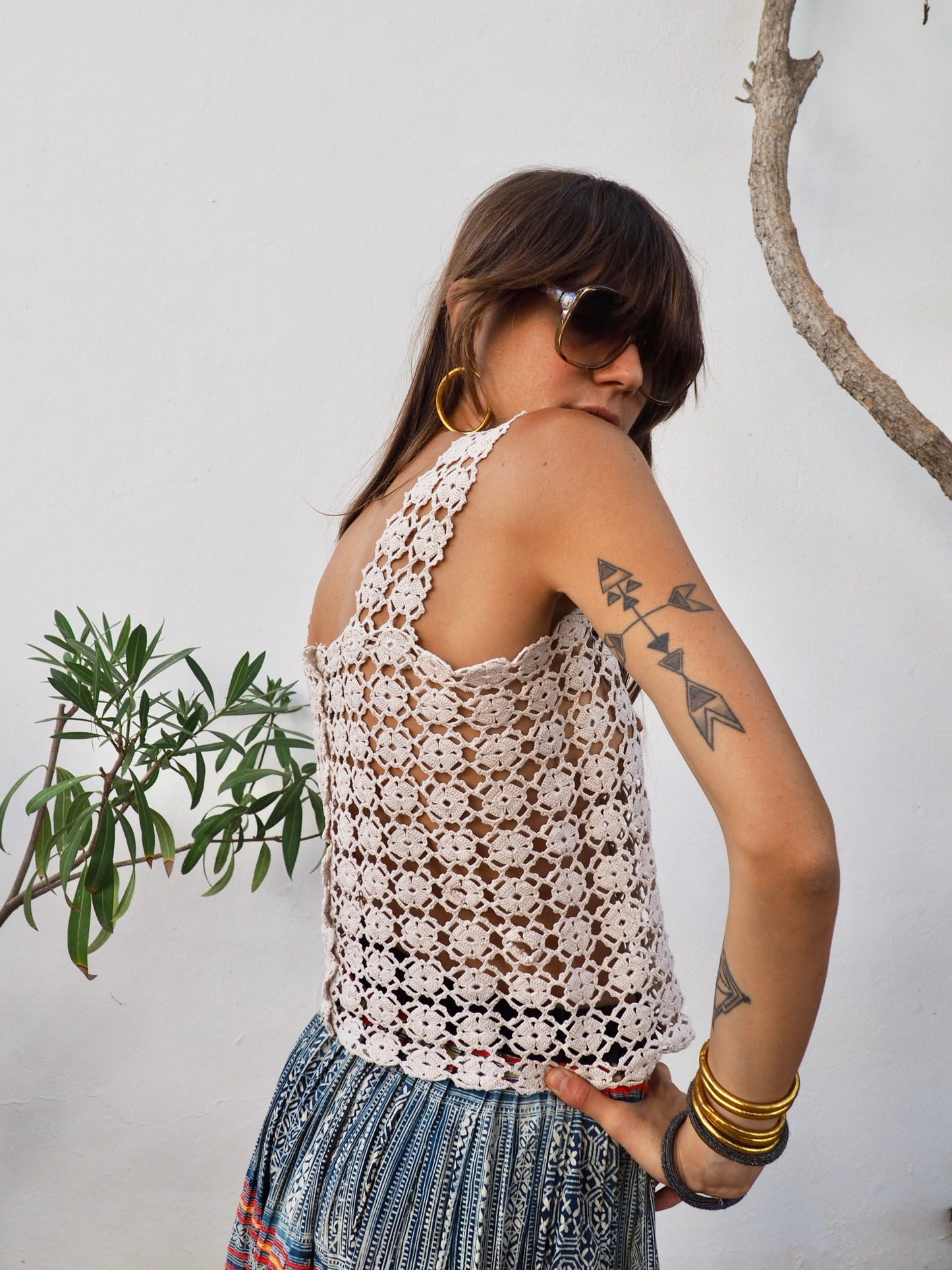 Amazing one off a kind cream vintage crochet lace top up-cycled by Vagabond Ibiza