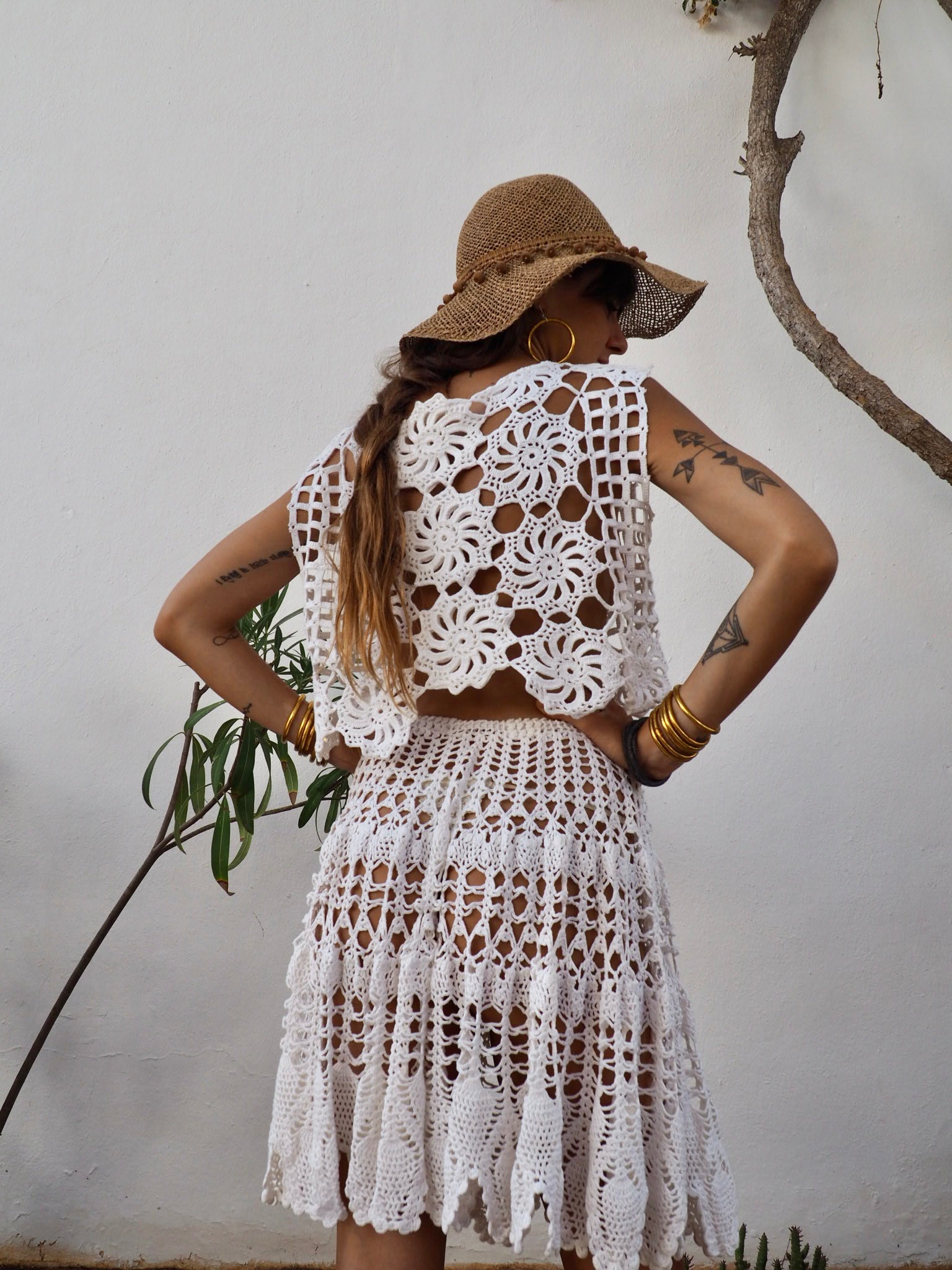 Amazing one off a kind white vintage crochet lace top up-cycled by Vagabond  Ibiza