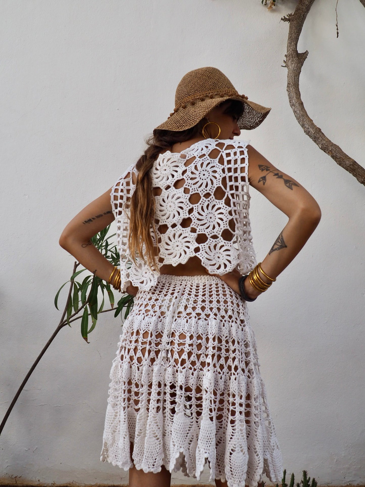 Amazing one off a kind white vintage crochet lace top up-cycled by Vagabond Ibiza