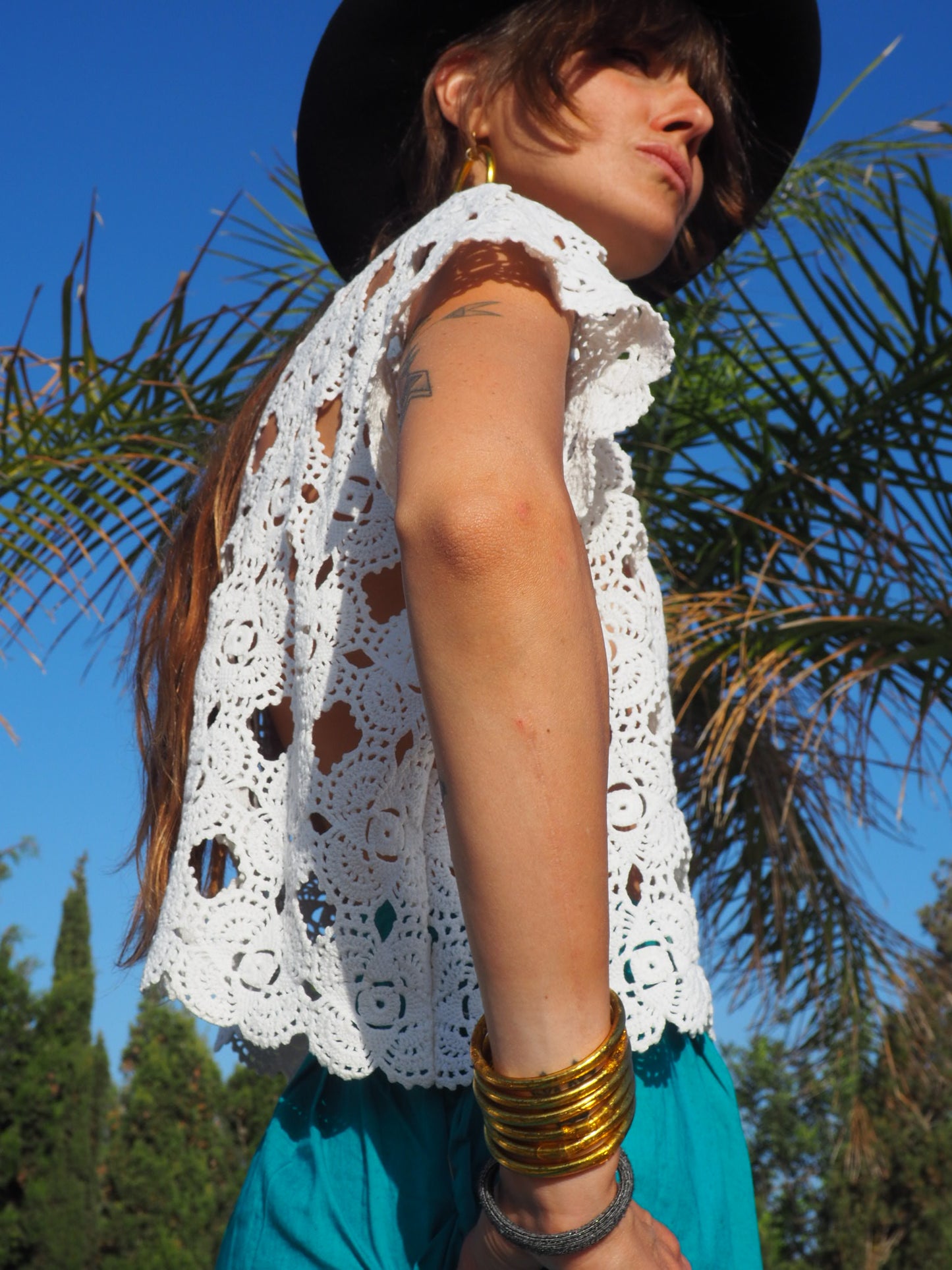 Antique vintage lace crochet up-cycled top by Vagabond Ibiza