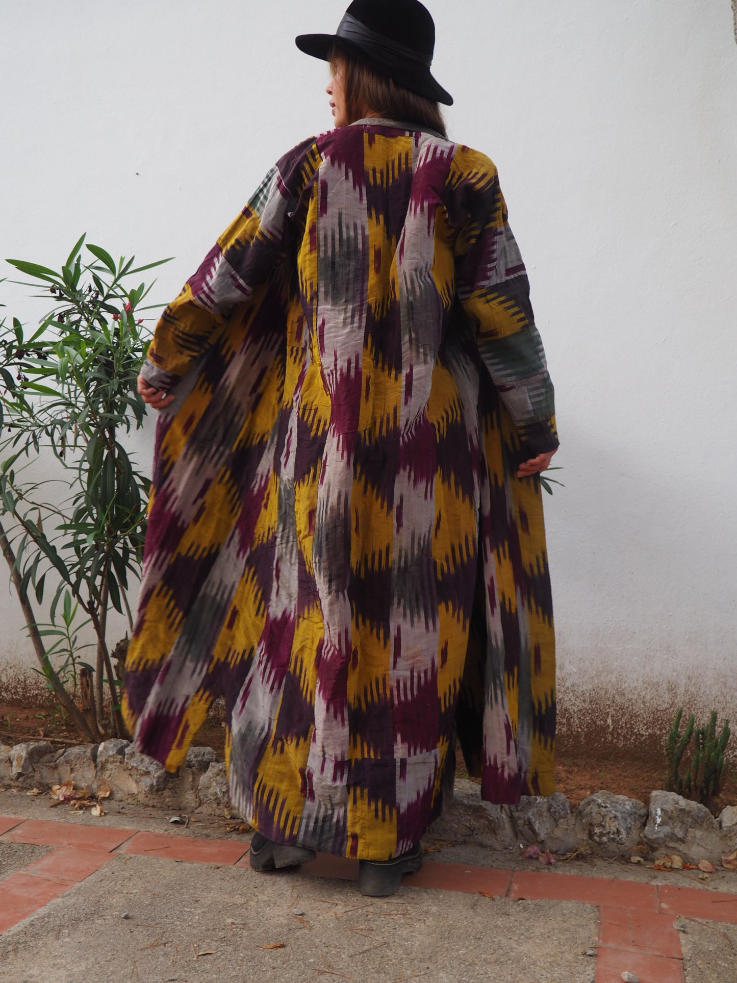 Amazing silk Uzbekistan hand woven Ikat ceremony jacket