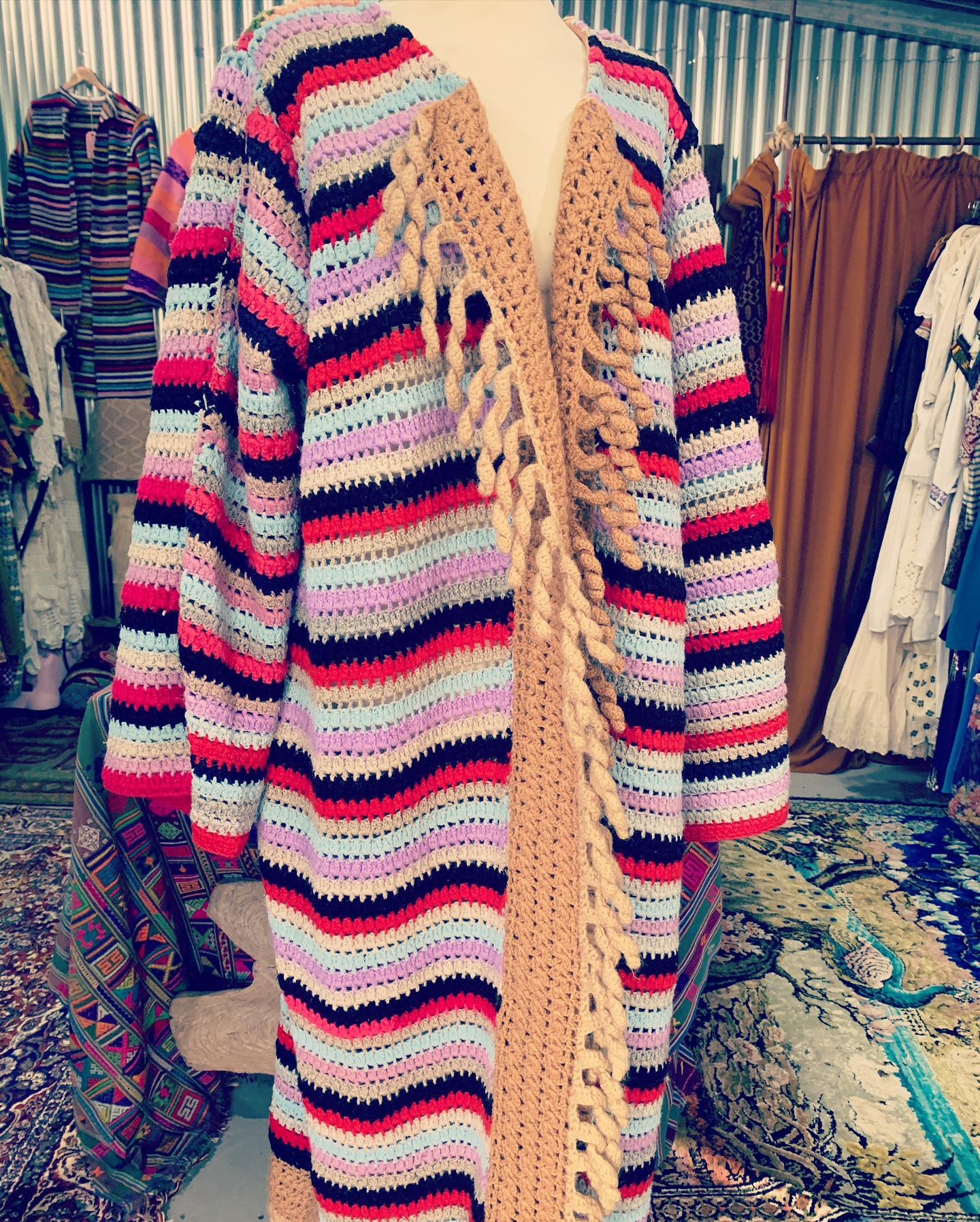 Vintage 1970’s crochet up-cycled tássel jacket