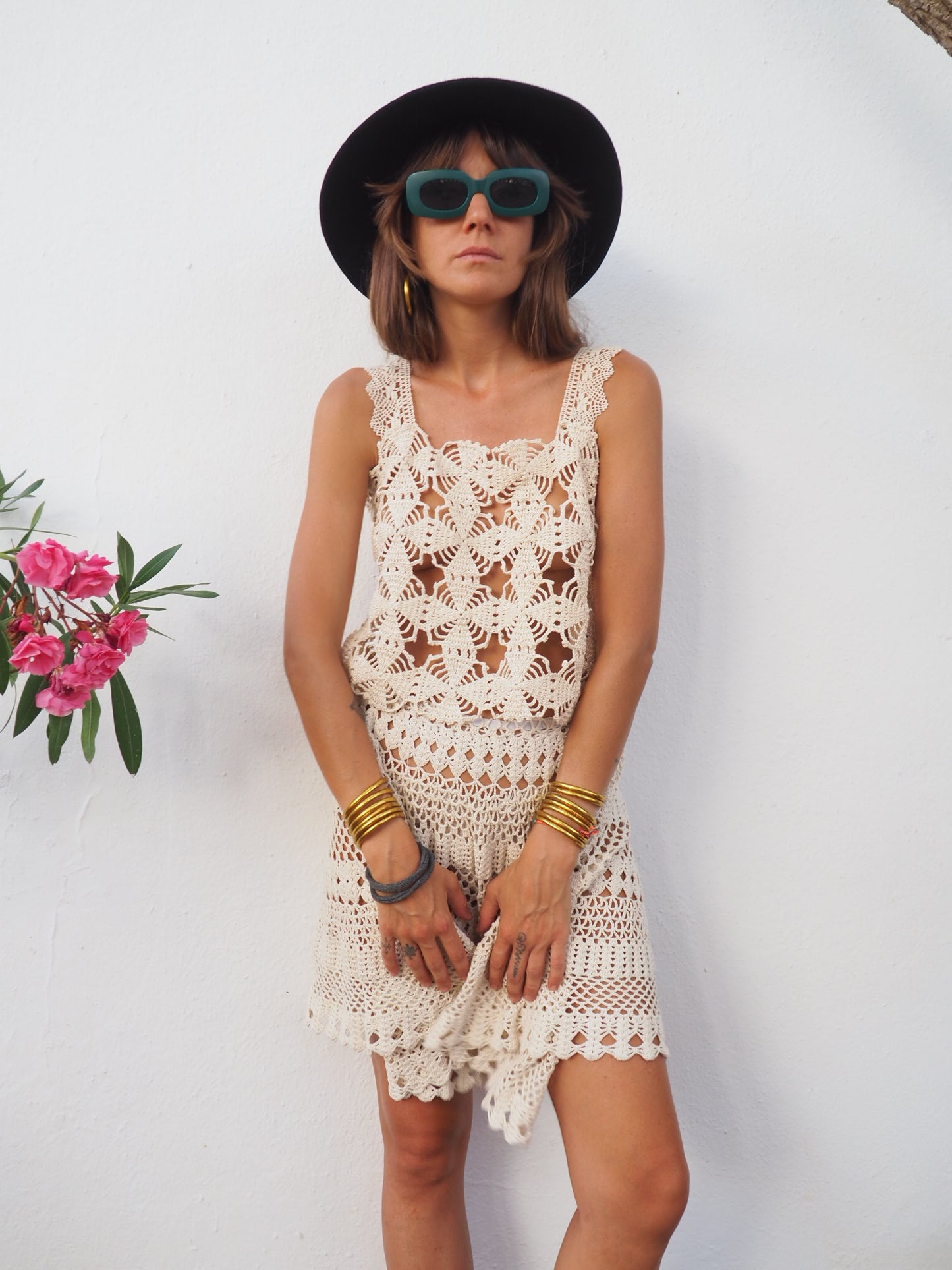 Amazing one of a kind cream vintage crochet lace top up-cycled by Vagabond Ibiza