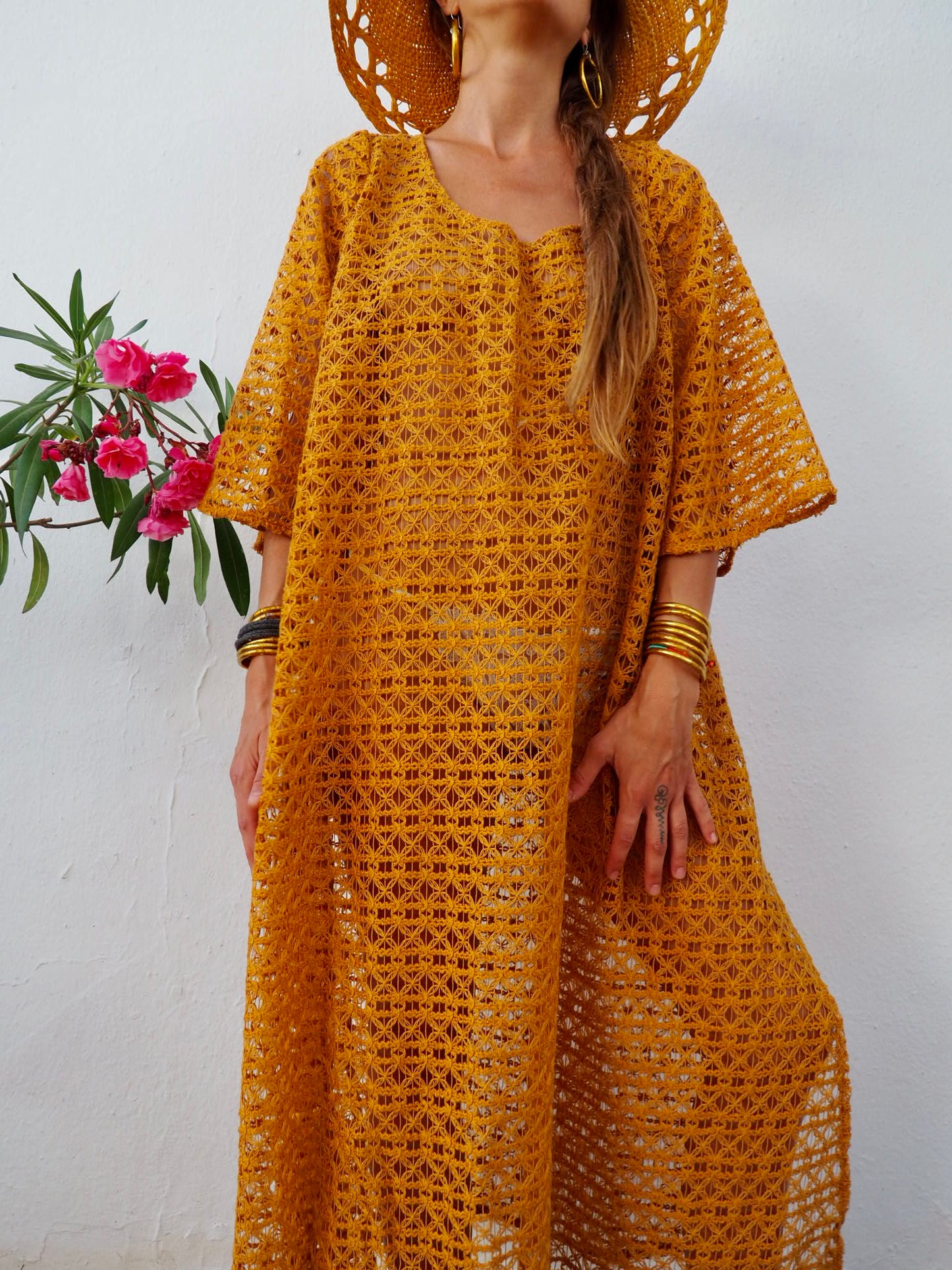 Vintage textiles dress up-cycled by Vagabond Ibiza