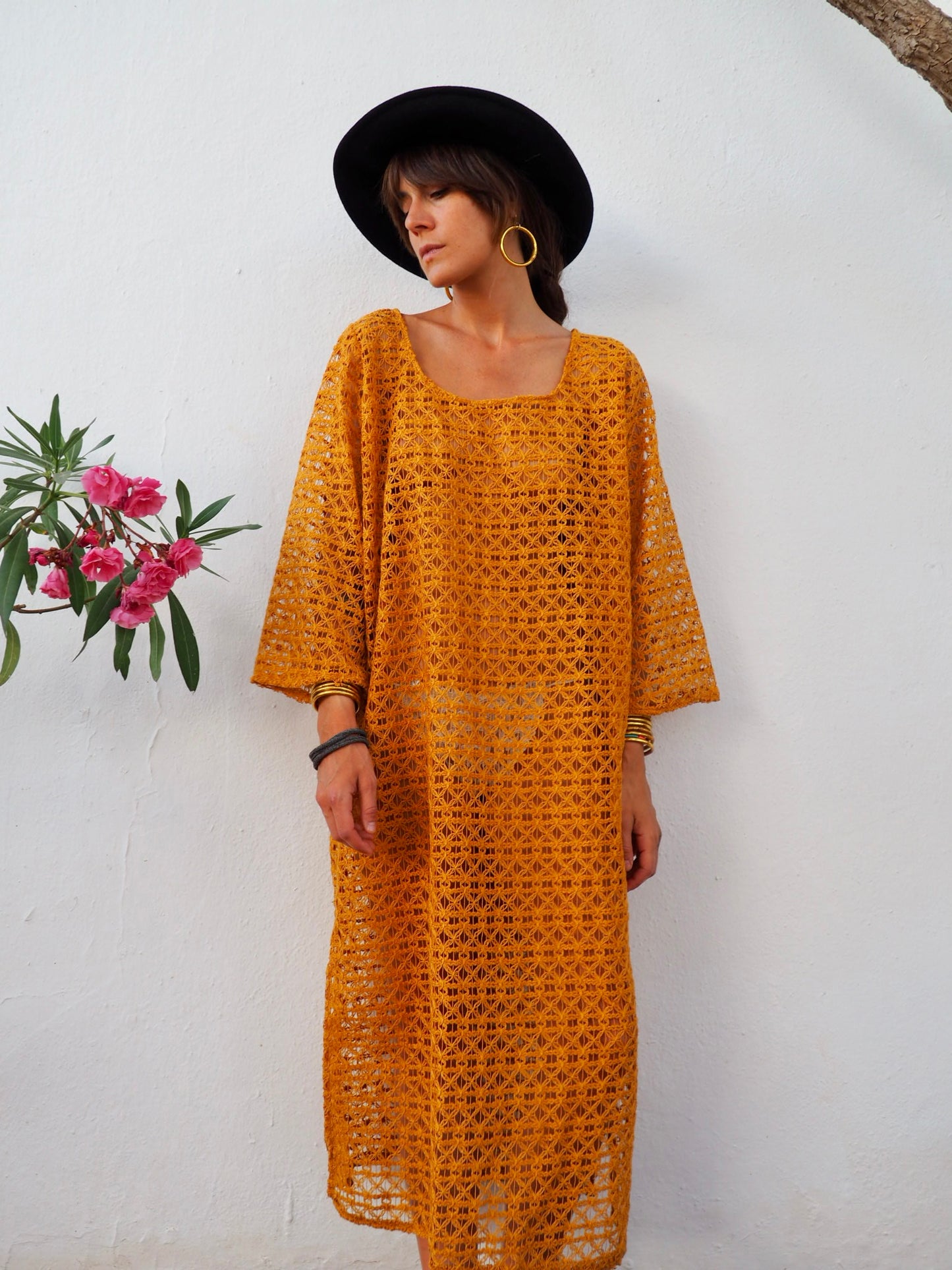 Vintage textiles dress up-cycled by Vagabond Ibiza