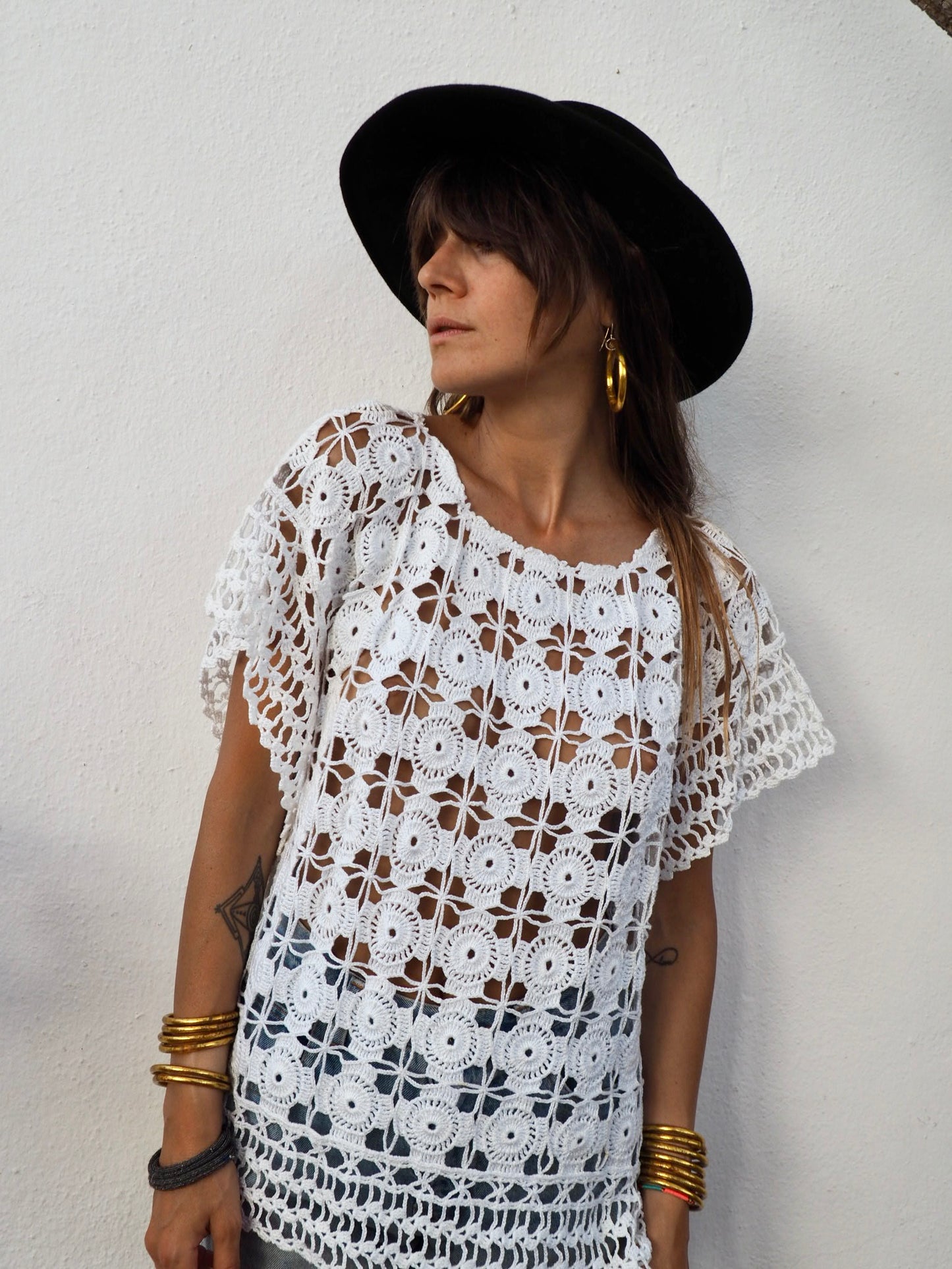 Amazing one off a kind white vintage crochet lace top up-cycled by Vagabond Ibiza