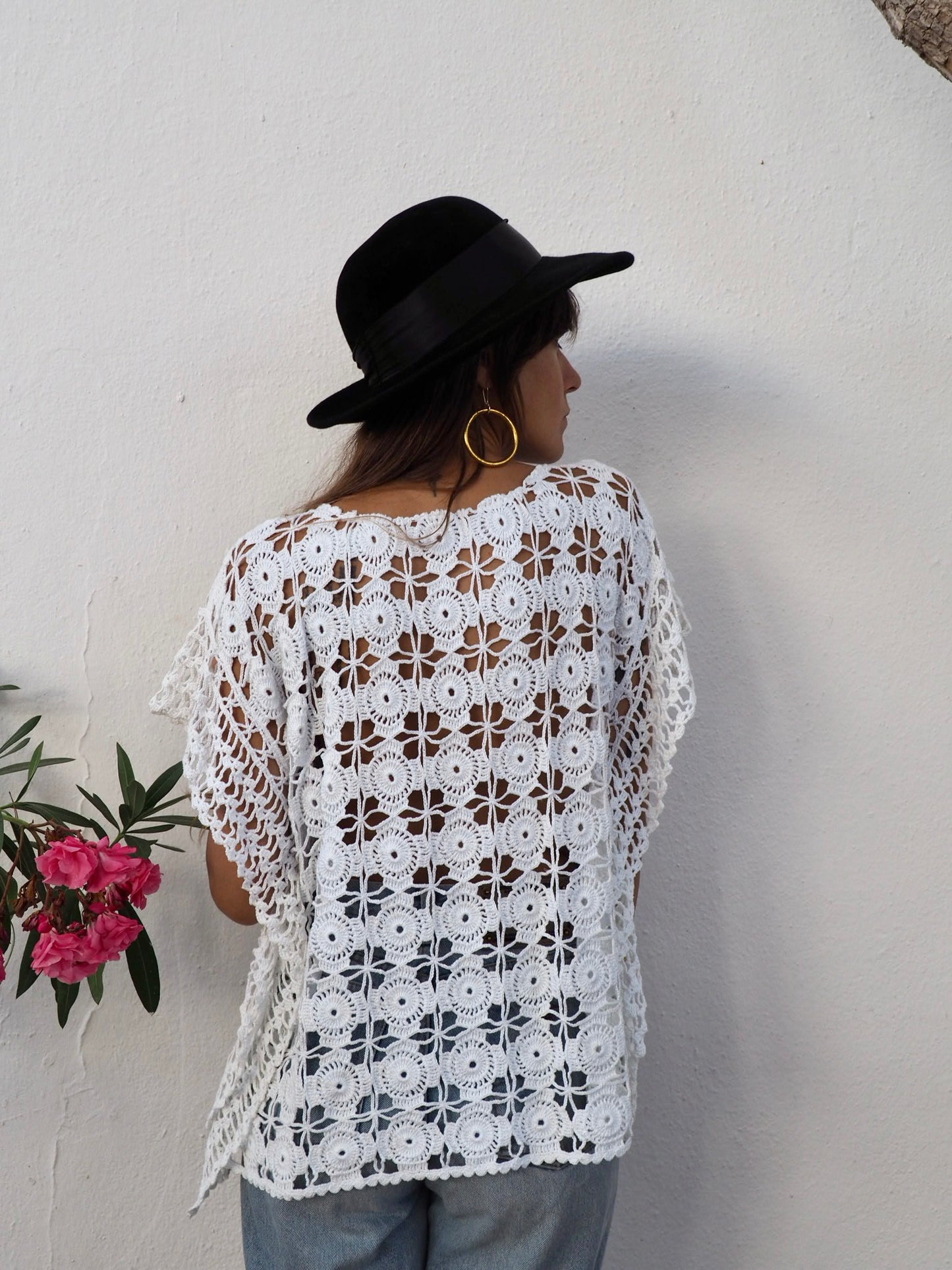 Amazing one off a kind white vintage crochet lace top up-cycled by Vagabond Ibiza