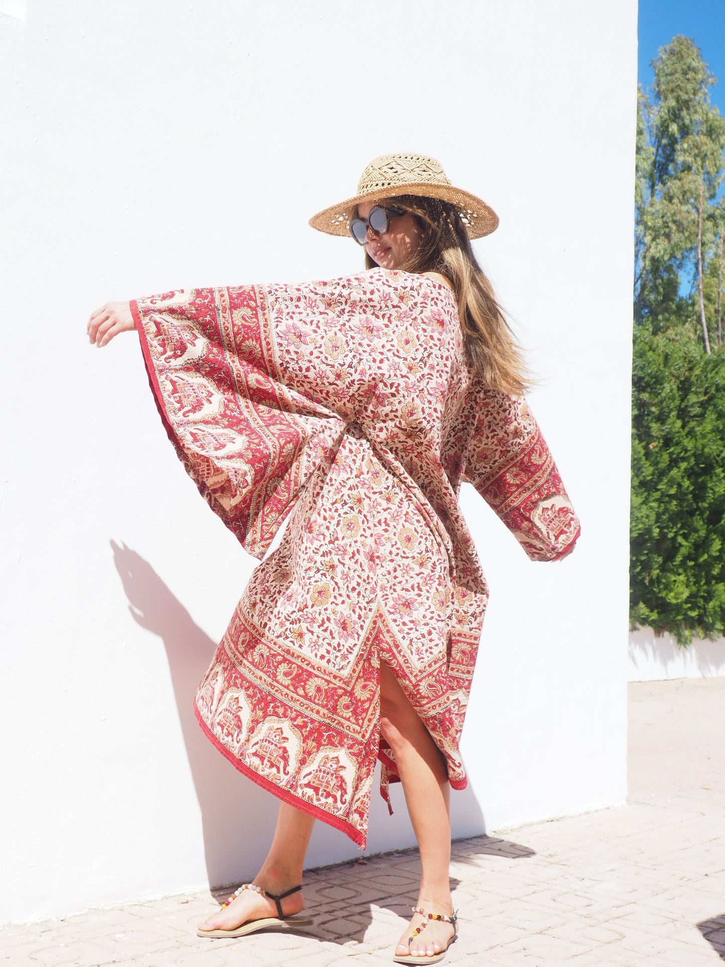 Vintage cotton block printed textiles boho dress up-cycled by Vagabond Ibiza