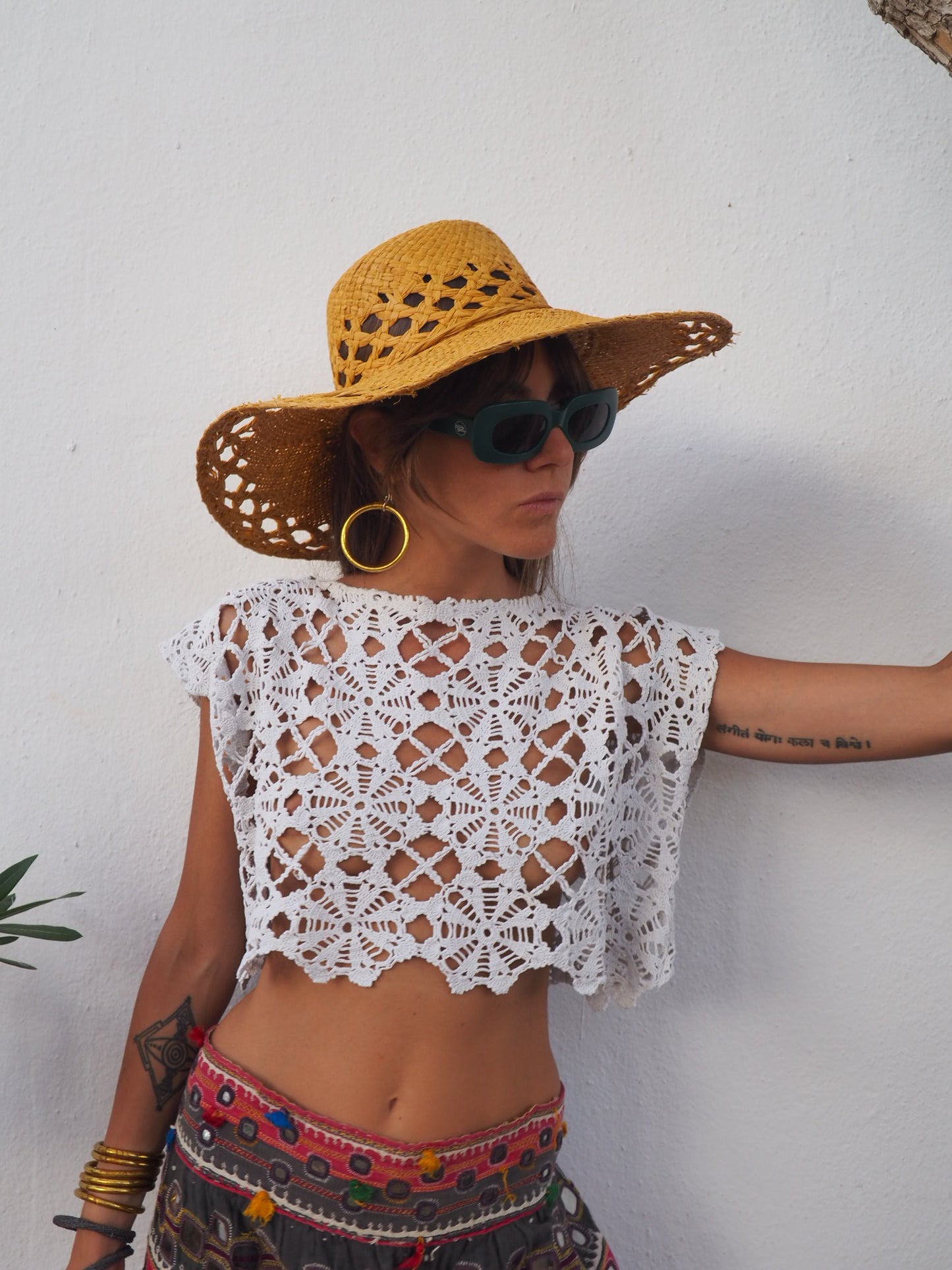 Amazing one off a kind white vintage crochet lace top up-cycled by Vagabond Ibiza