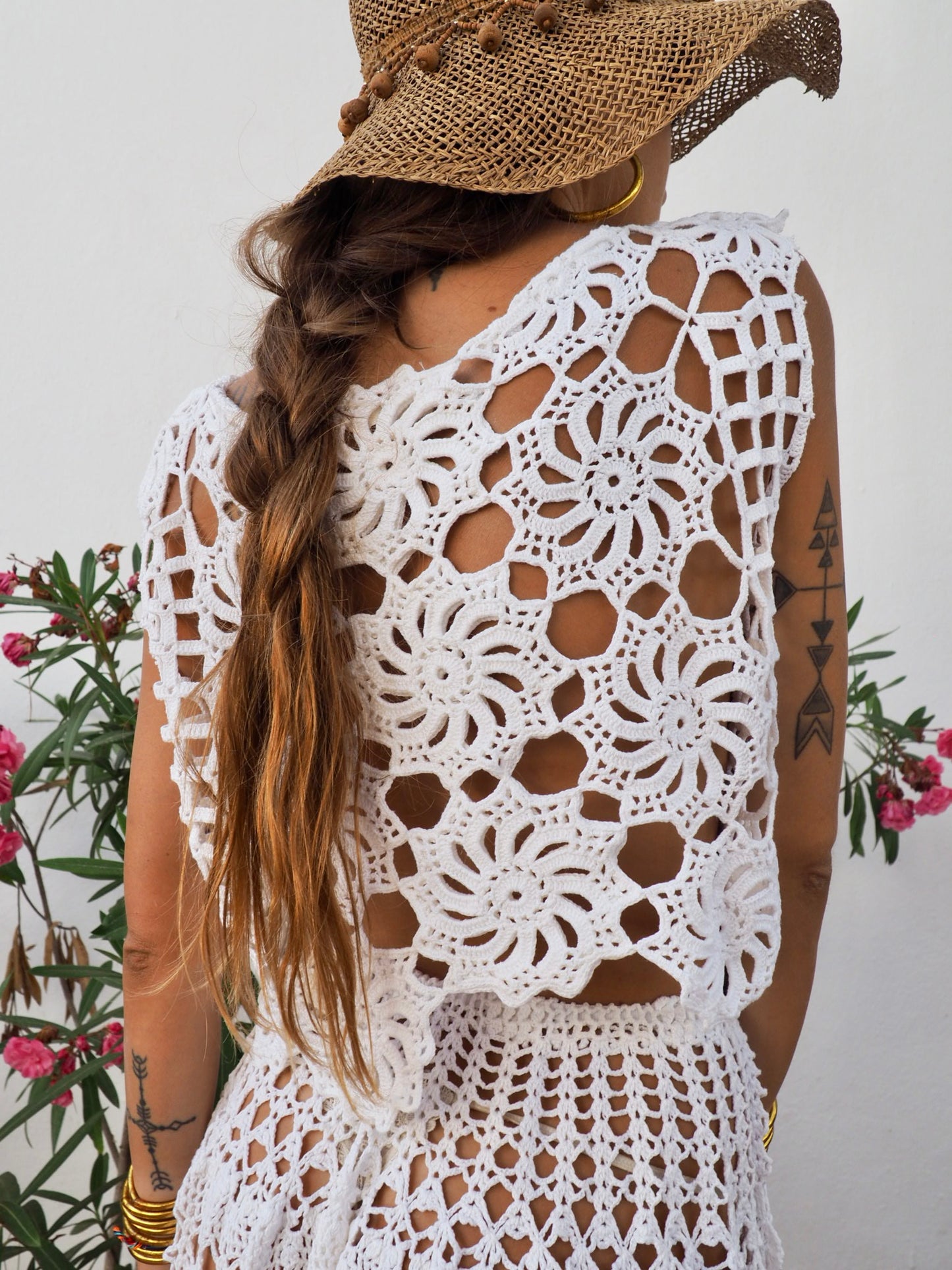 Amazing one off a kind white vintage crochet lace top up-cycled by Vagabond Ibiza