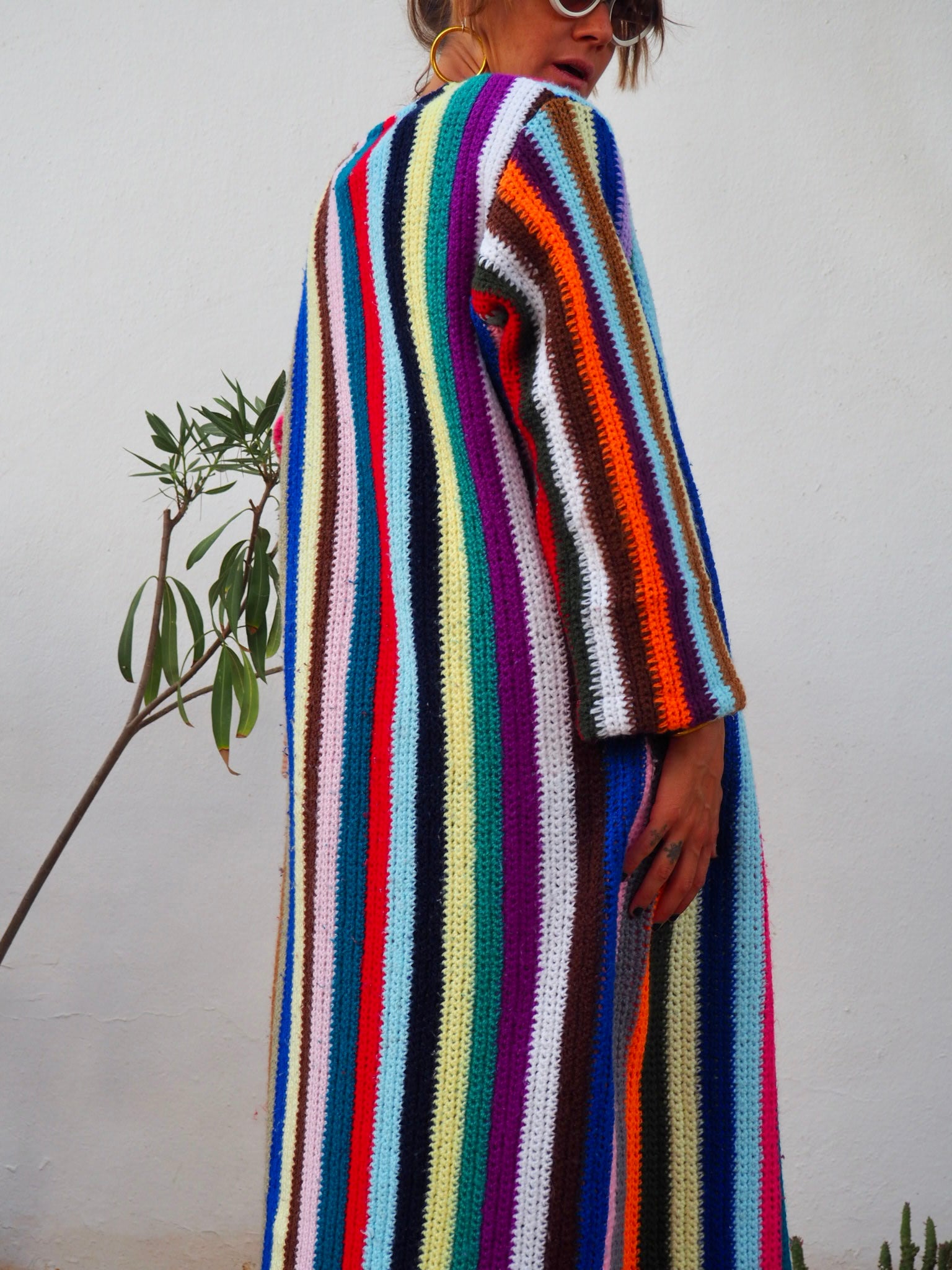 vintage 1970’s wool striped rainbow jacket up-cycled